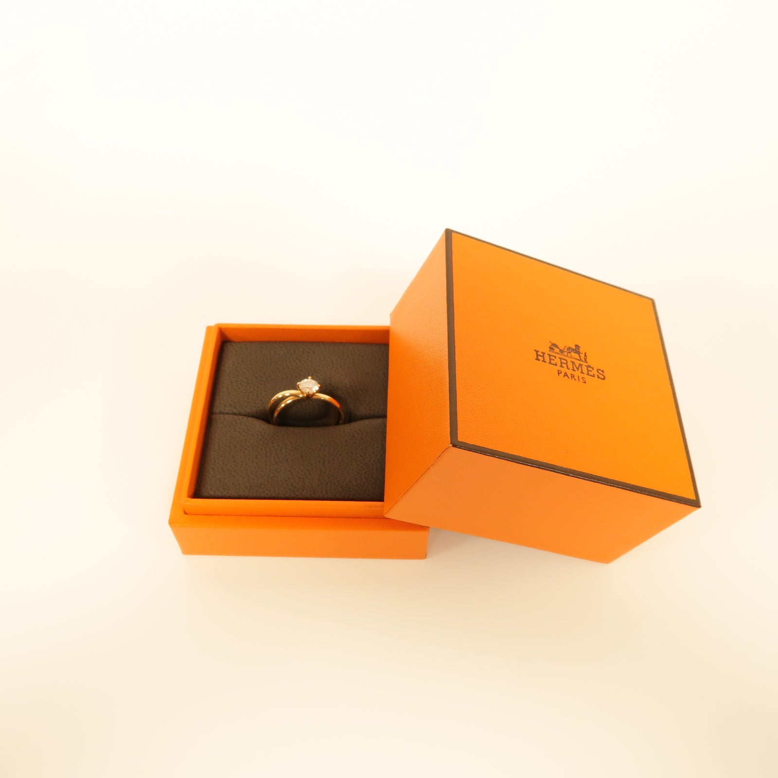 HERMES 18K玫瑰金Diamond Ring 0.5ct鑽石戒指Hermes#49 US#5