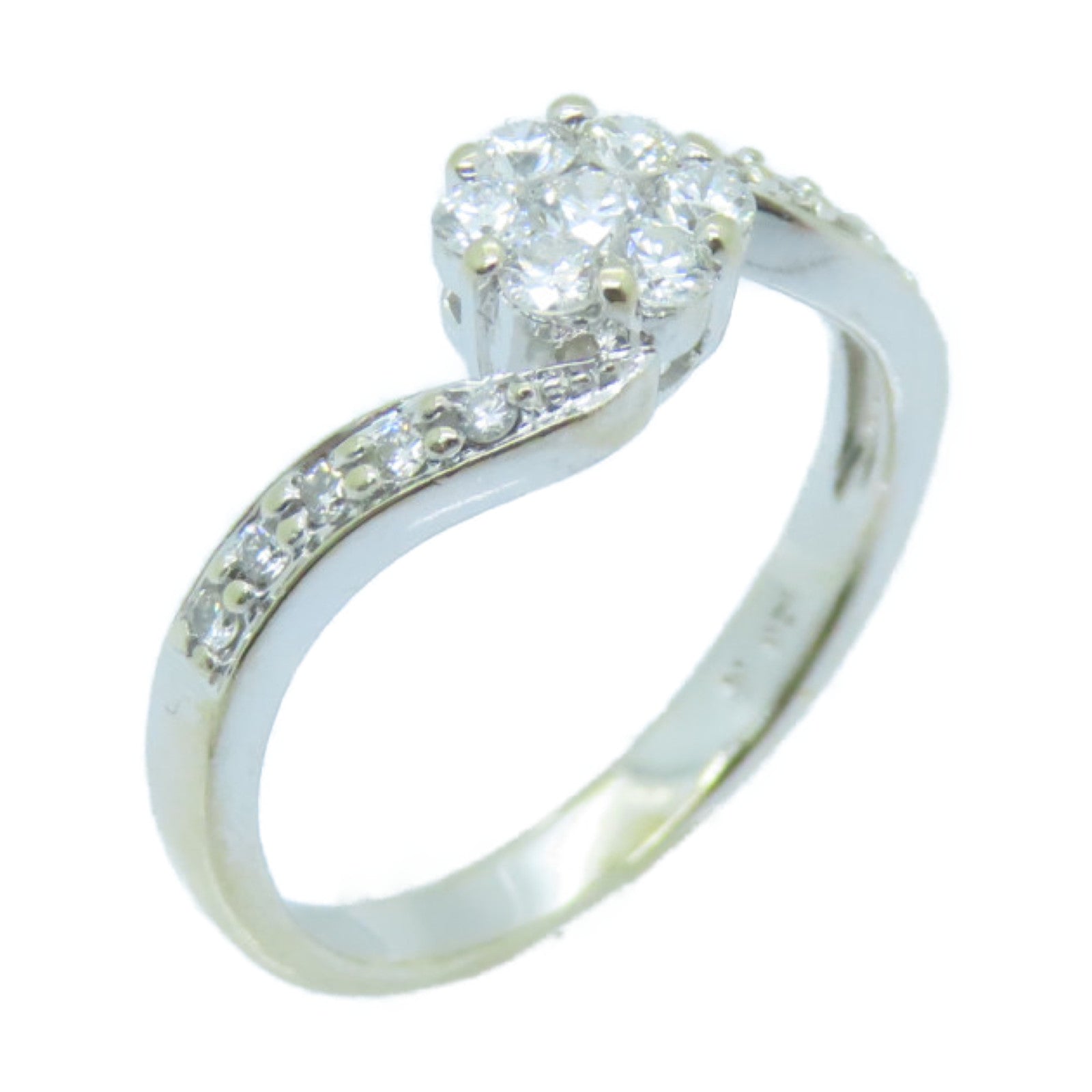 JEWELRY 18K White Gold Diamond Ring US#5 Silver