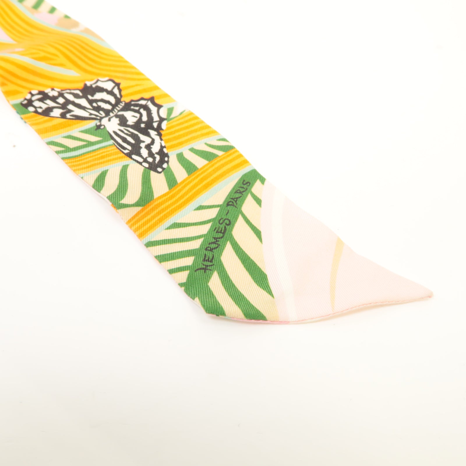 HERMES 絲質Twilly絲巾橙色/彩色