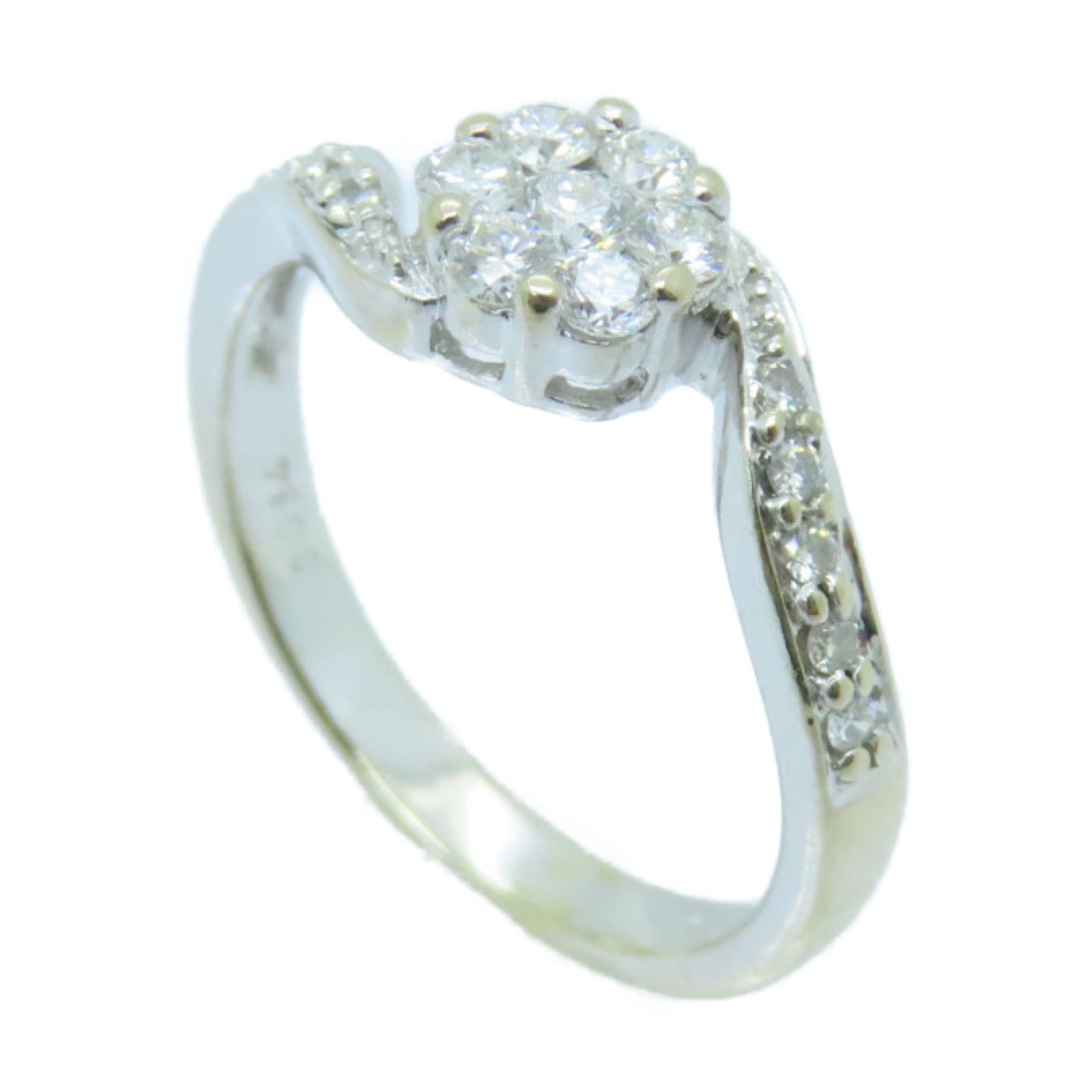 JEWELRY 18K White Gold Diamond Ring US#5 Silver