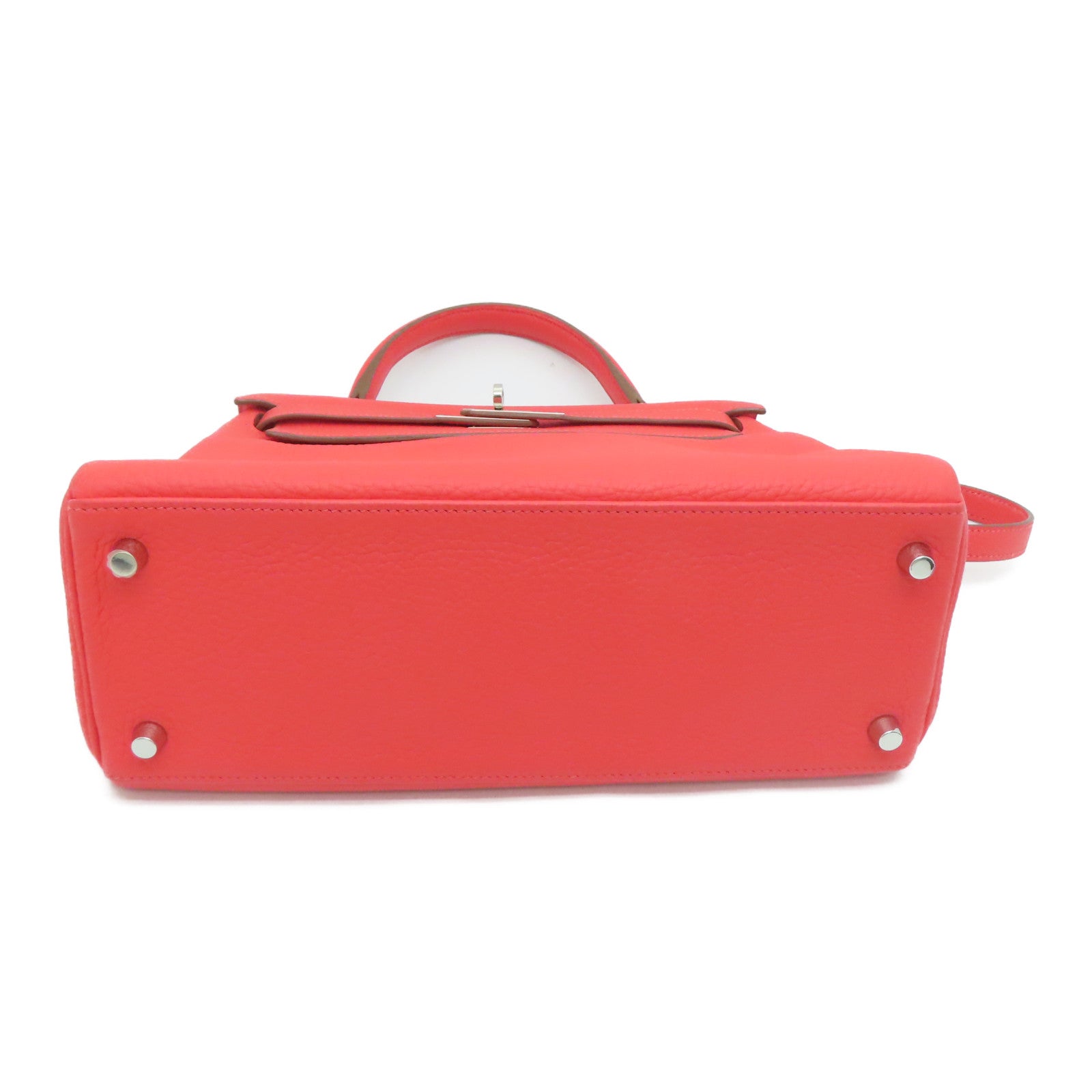 HERMES [Sharp Discount] Clemence Leather Kelly 28 Silver Buckle Hand Bag Pink/Rose Jaipur