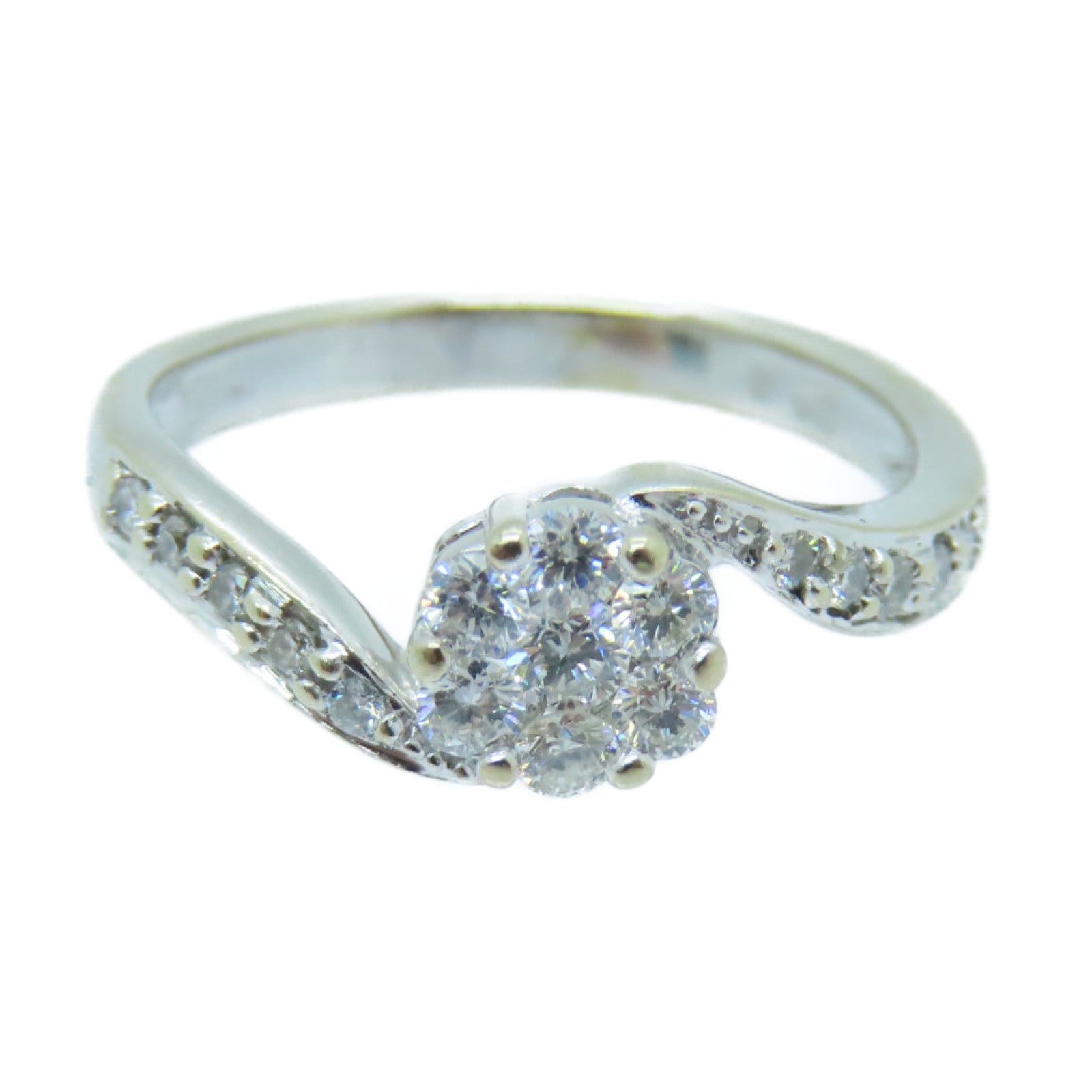 JEWELRY 18K White Gold Diamond Ring US#5 Silver