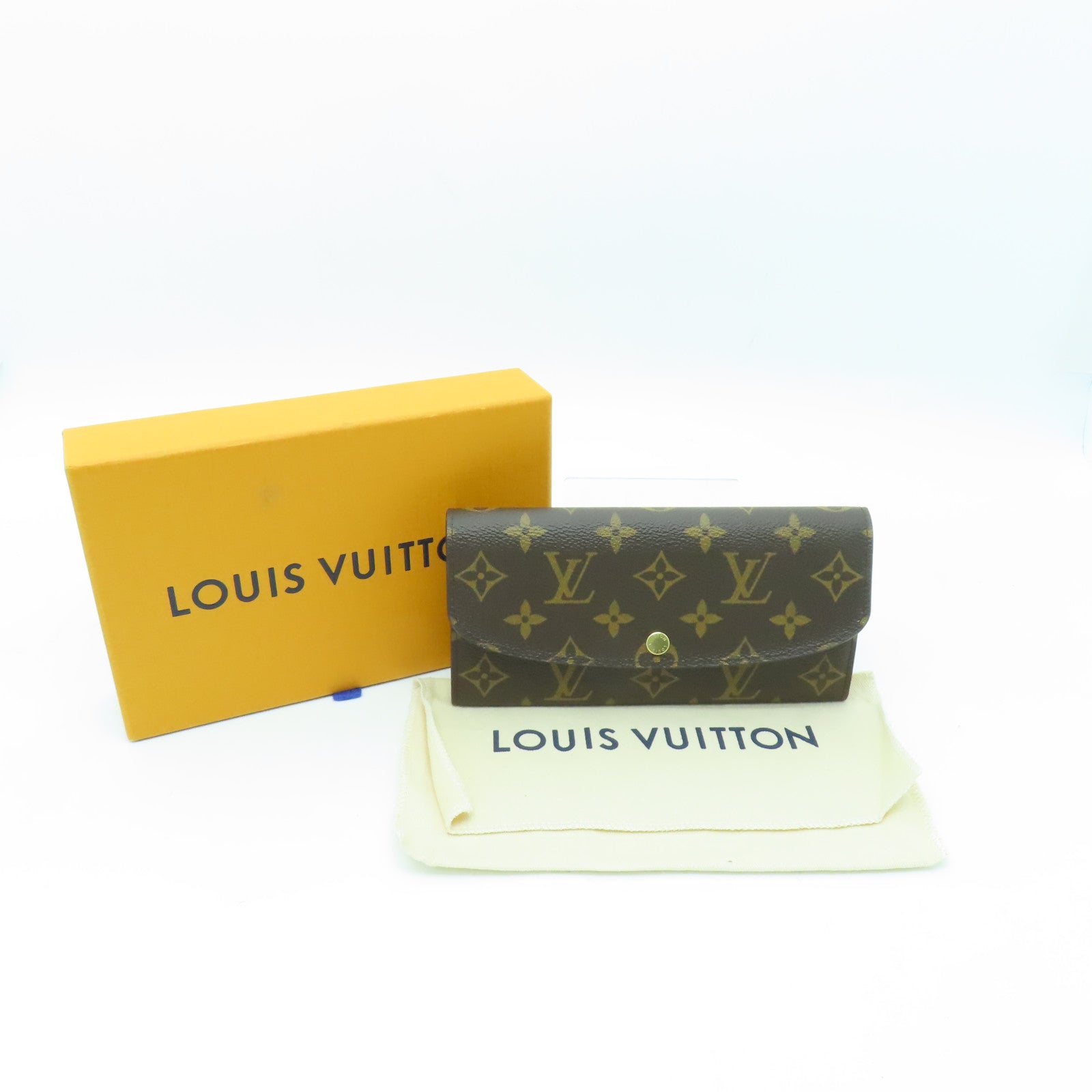 LOUIS VUITTON Monogram Emilie Wallet金扣長錢包棕色/酒紅色