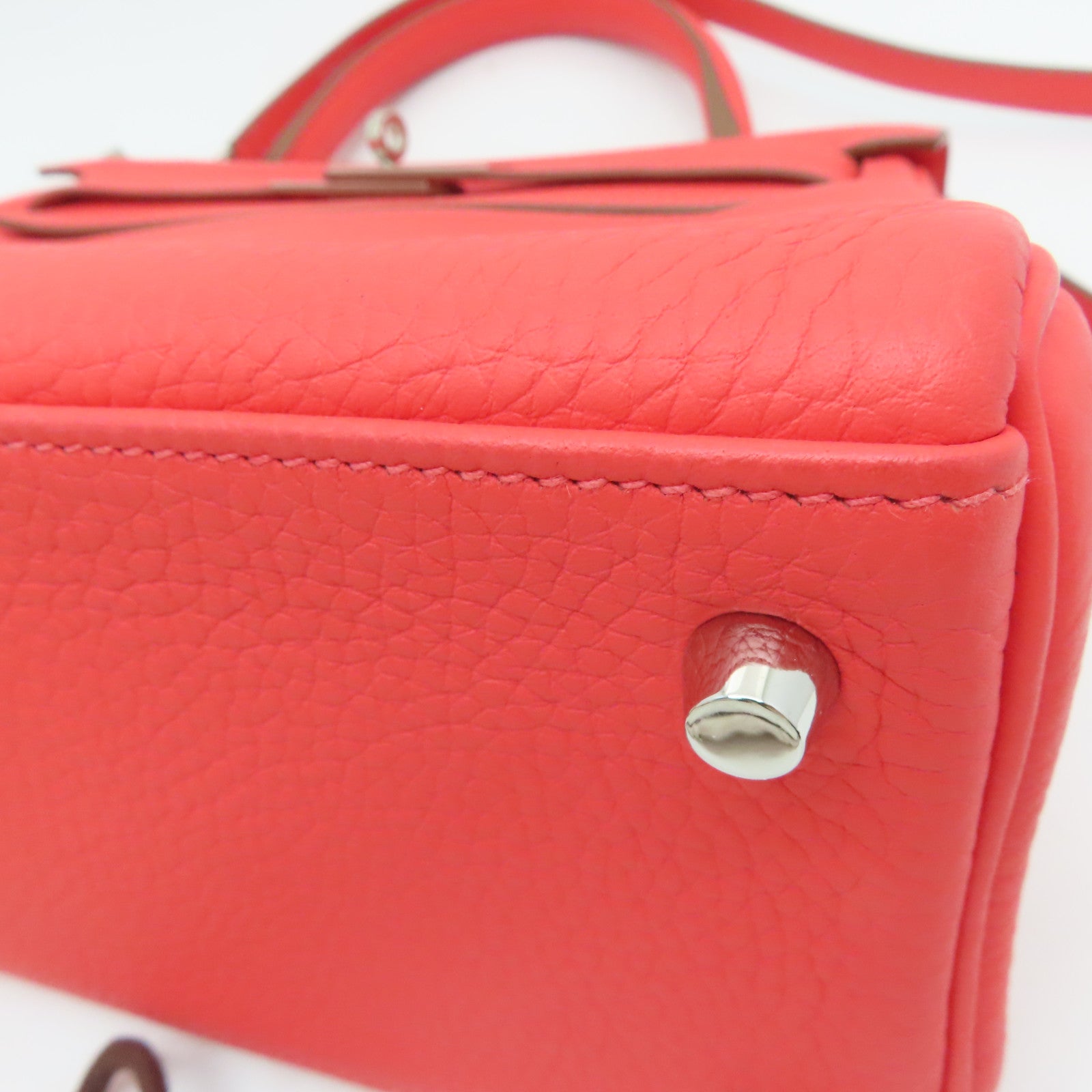 HERMES [Sharp Discount] Clemence Leather Kelly 28 Silver Buckle Hand Bag Pink/Rose Jaipur