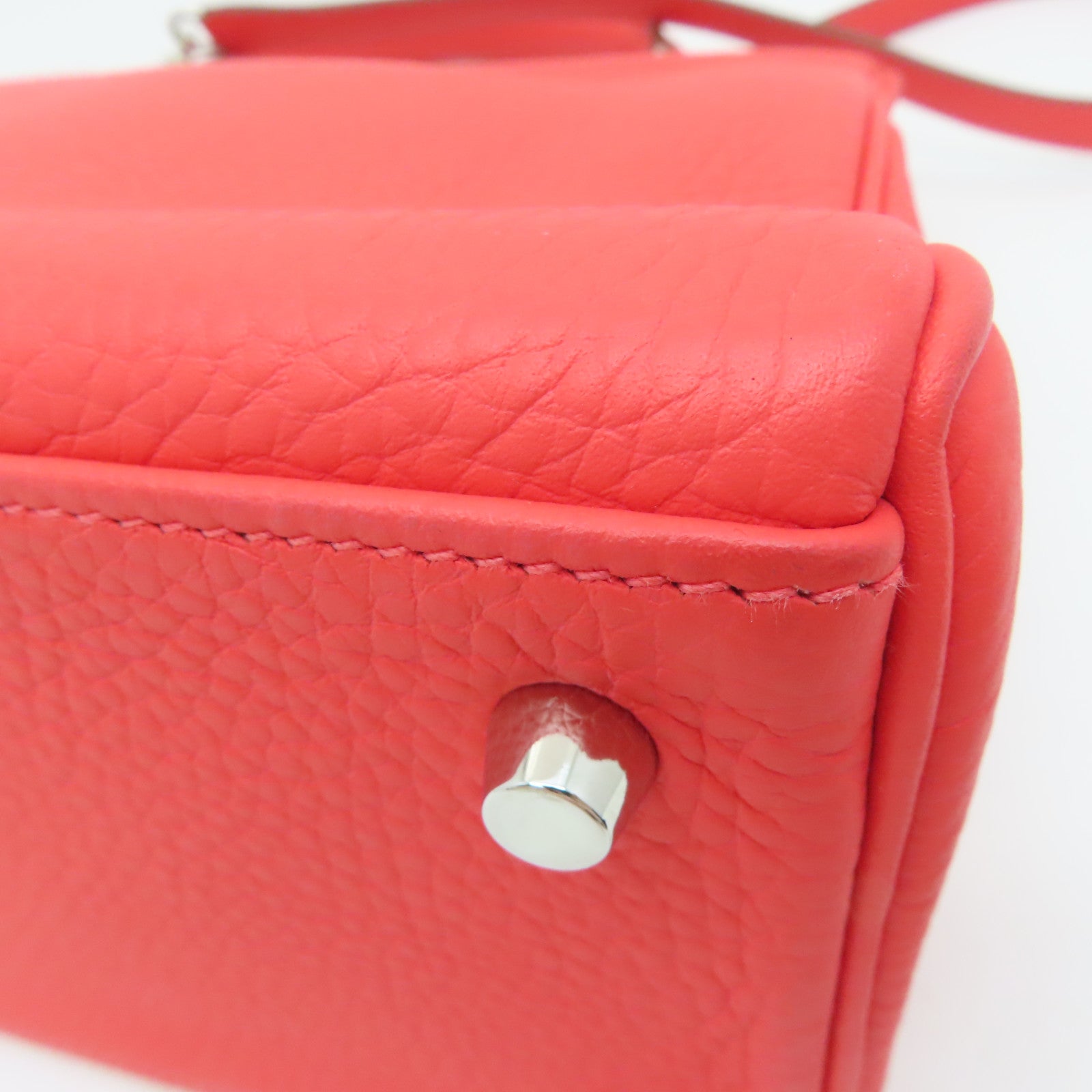 HERMES [Sharp Discount] Clemence Leather Kelly 28 Silver Buckle Hand Bag Pink/Rose Jaipur
