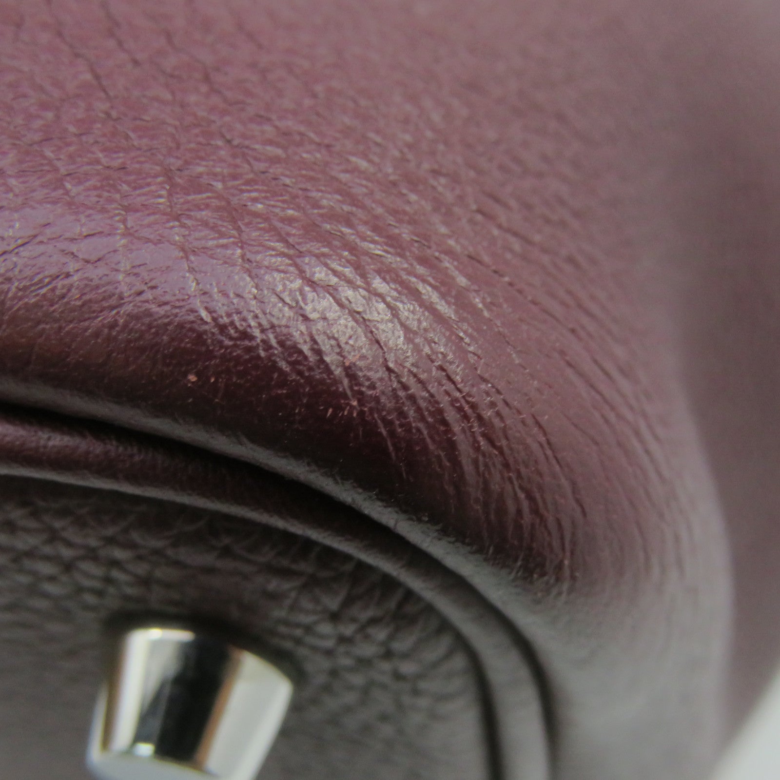 HERMES Clemence皮革Picotin PM银扣手挽袋Rouge H酒红色