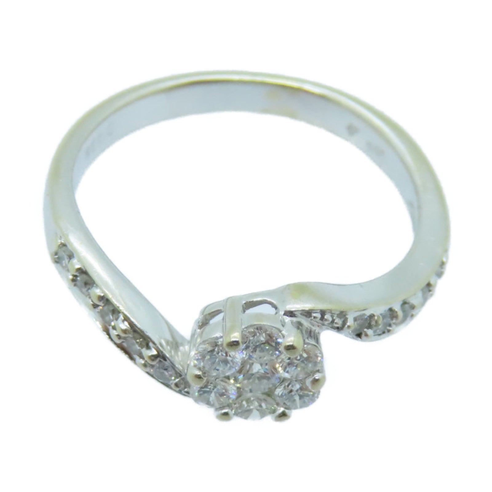 JEWELRY 18K White Gold Diamond Ring US#5 Silver