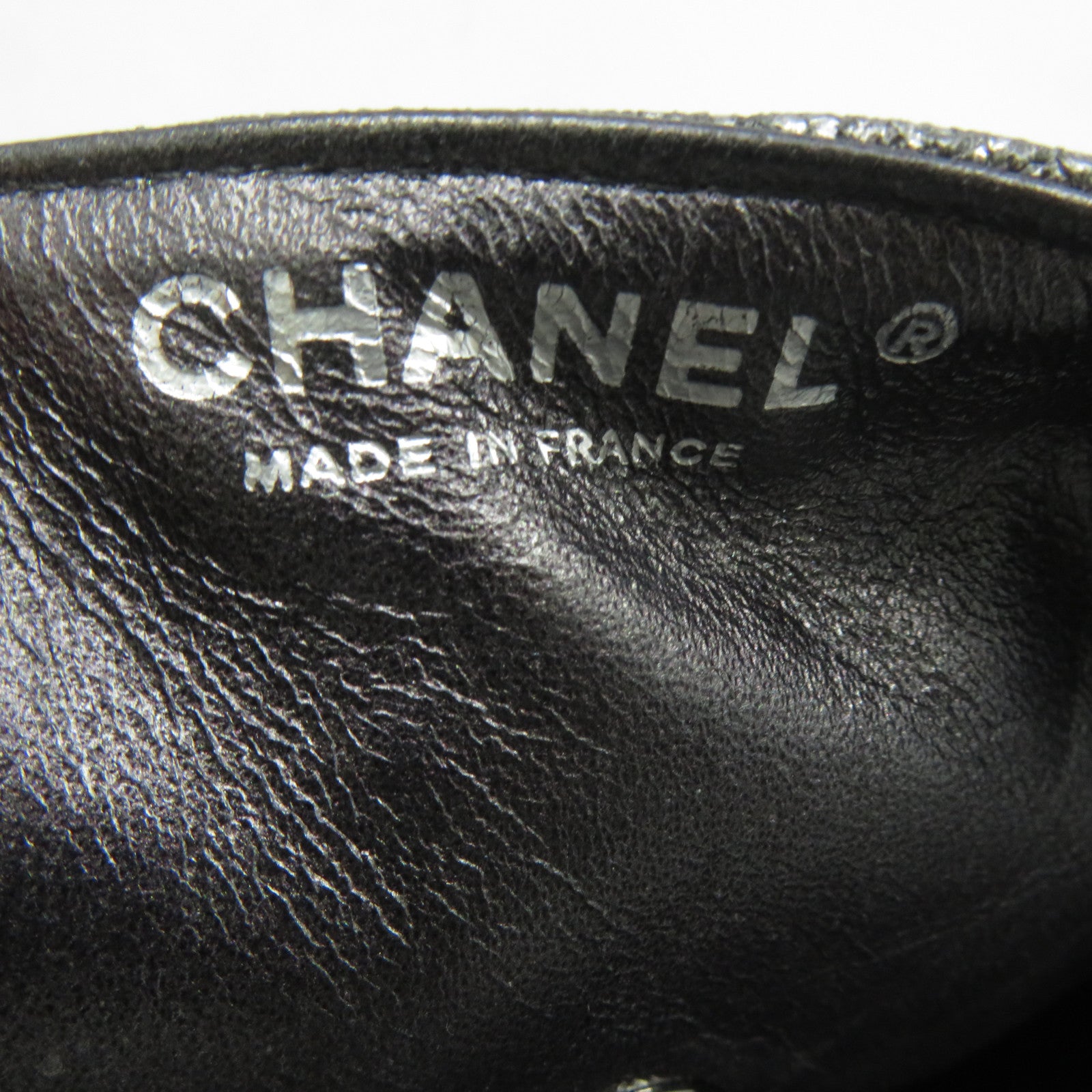CHANEL 菱格牛皮皮革Chain Shoulder銀扣鏈帶肩背袋銀色