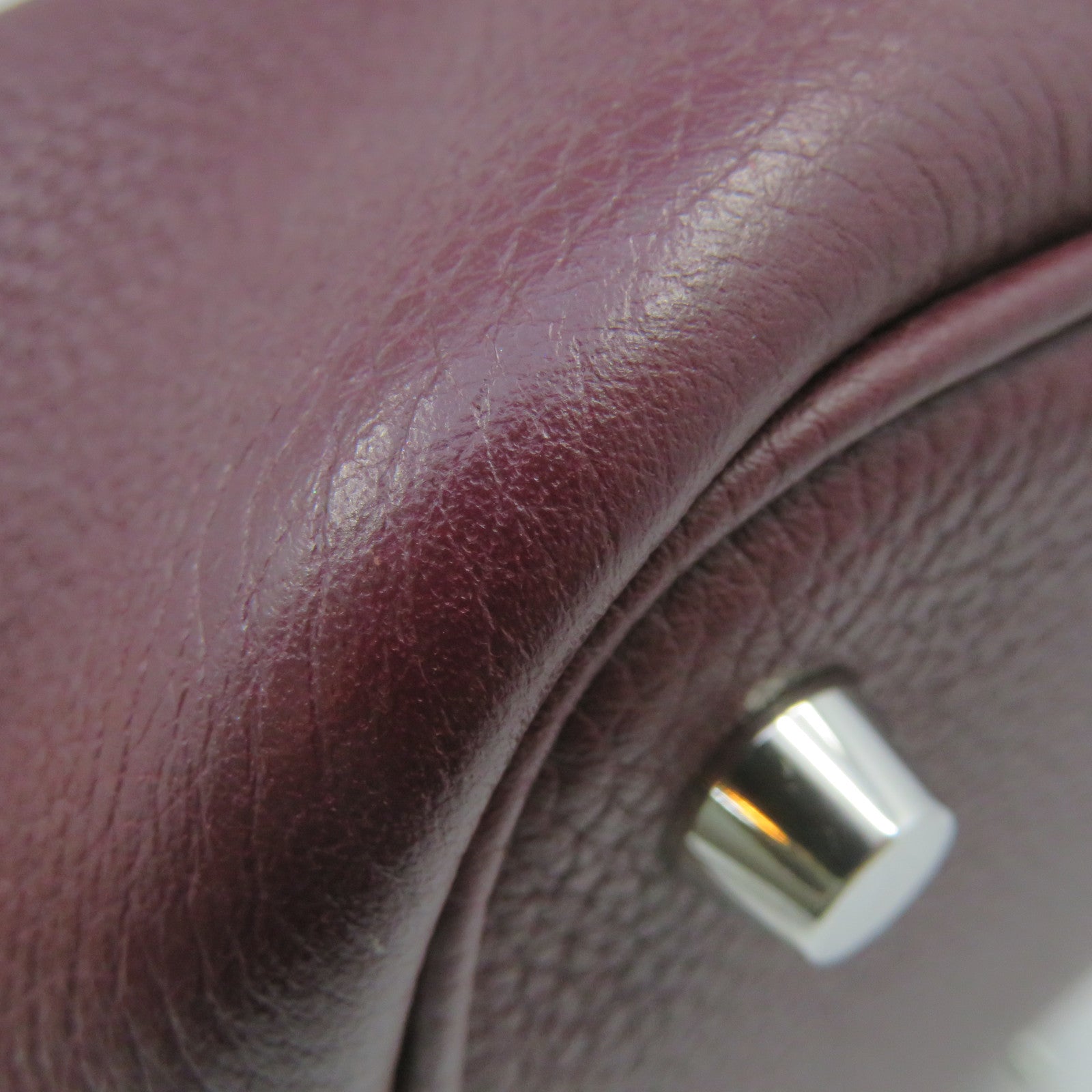 HERMES Clemence皮革Picotin PM银扣手挽袋Rouge H酒红色