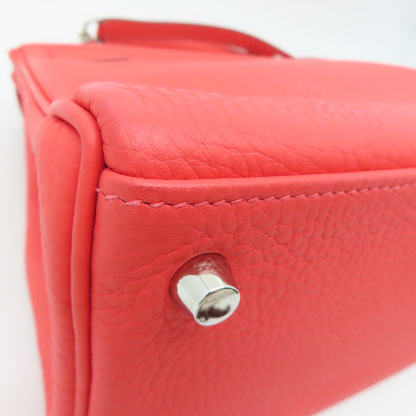 HERMES [Sharp Discount] Clemence Leather Kelly 28 Silver Buckle Hand Bag Pink/Rose Jaipur