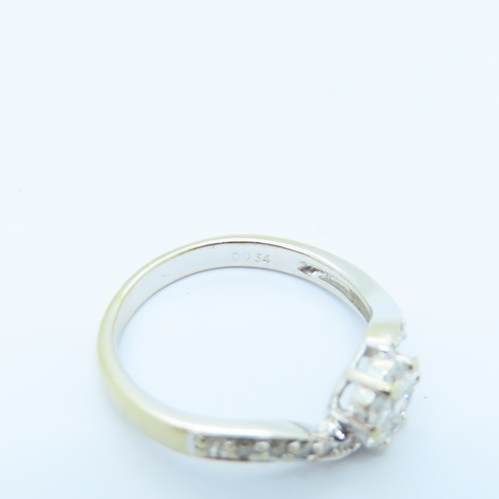 JEWELRY 18K White Gold Diamond Ring US#5 Silver