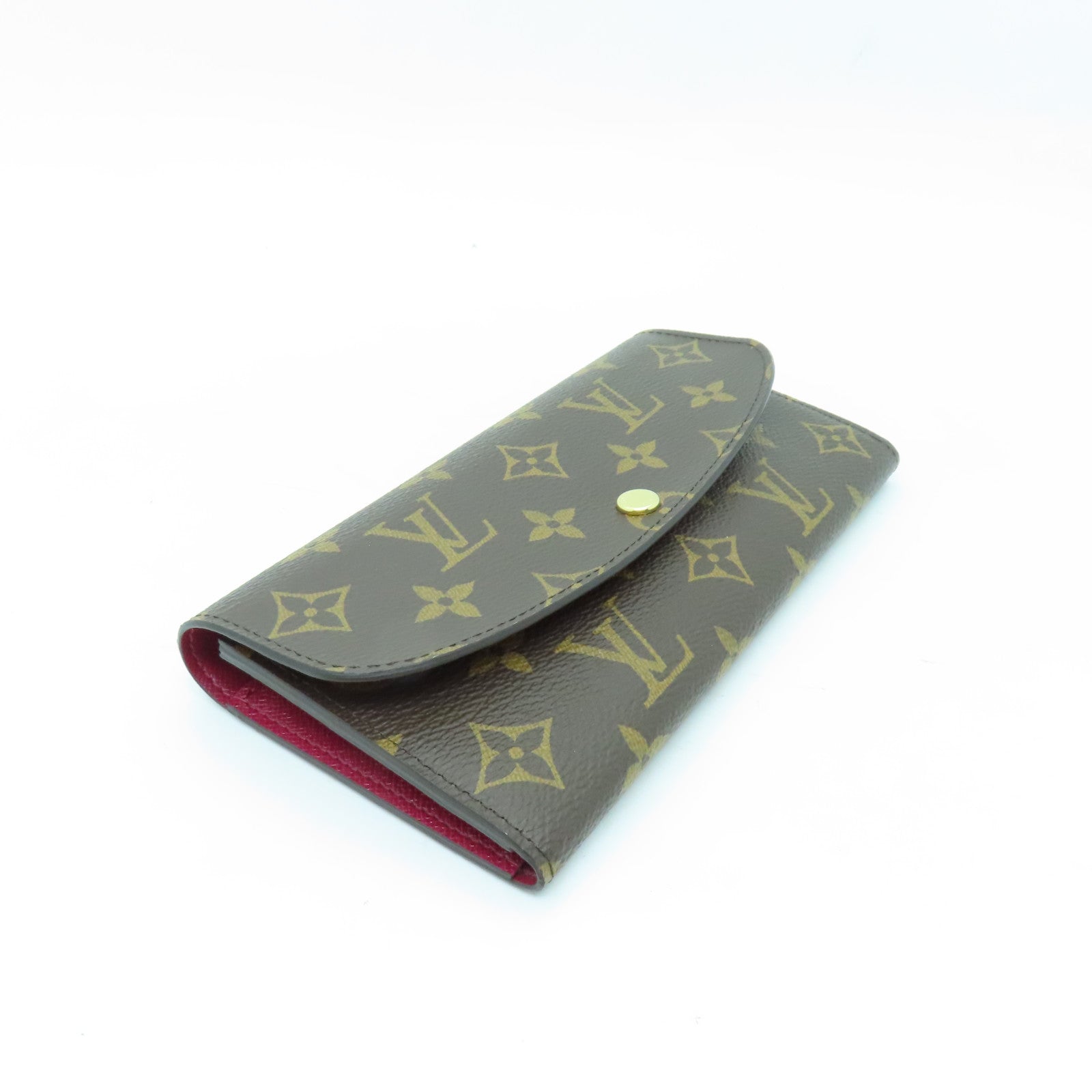 LOUIS VUITTON Monogram Emilie Wallet金扣長錢包棕色/酒紅色