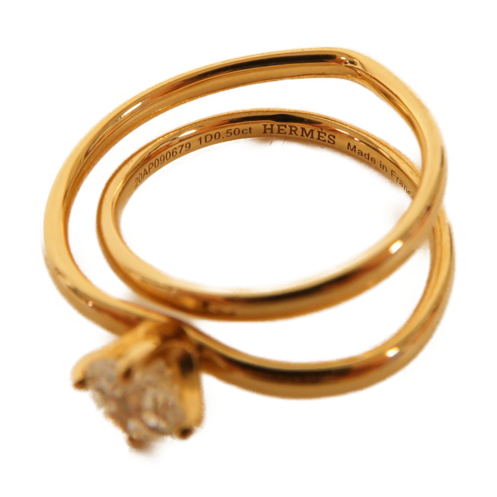 HERMES 18K玫瑰金Diamond Ring 0.5ct鑽石戒指Hermes#49 US#5
