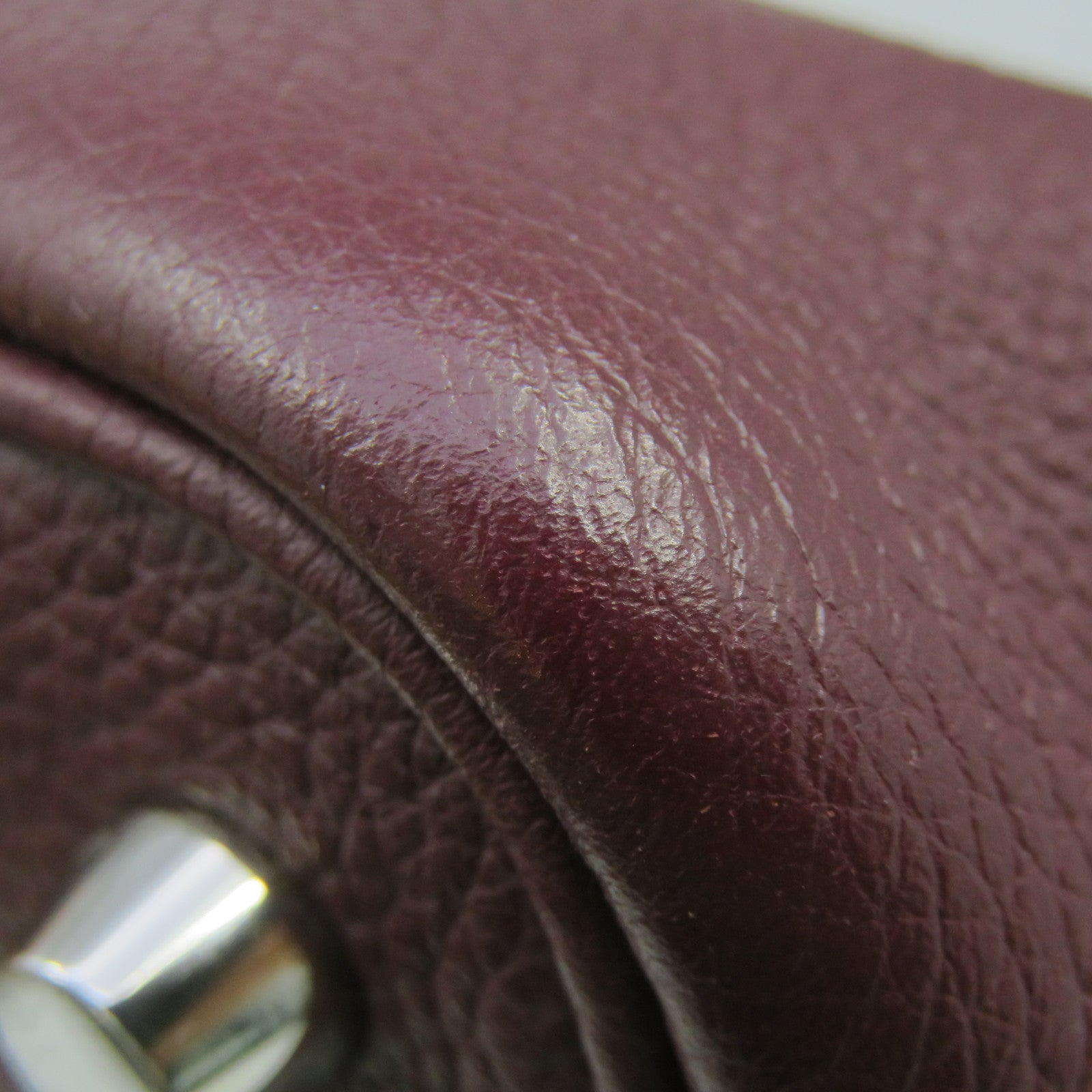 HERMES Clemence皮革Picotin PM银扣手挽袋Rouge H酒红色