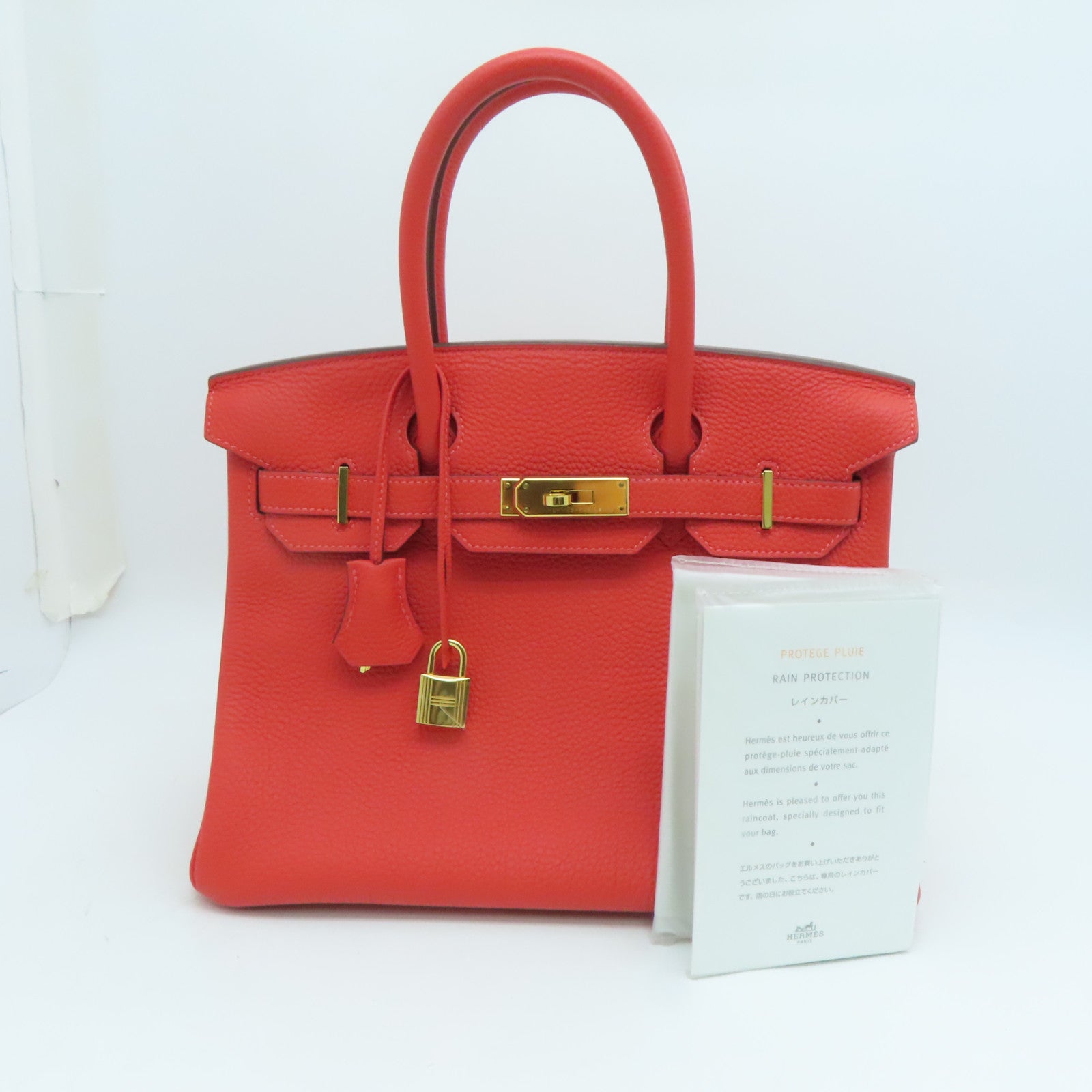 HERMES Togo皮革Birkin 30金扣手挽袋蜜桃红