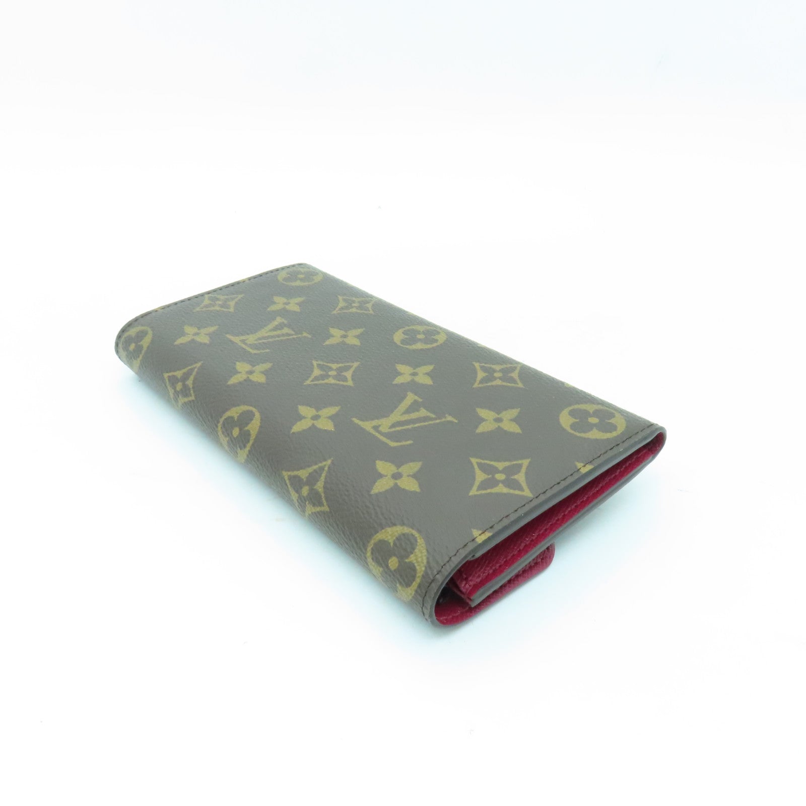 LOUIS VUITTON Monogram Emilie Wallet金扣長錢包棕色/酒紅色