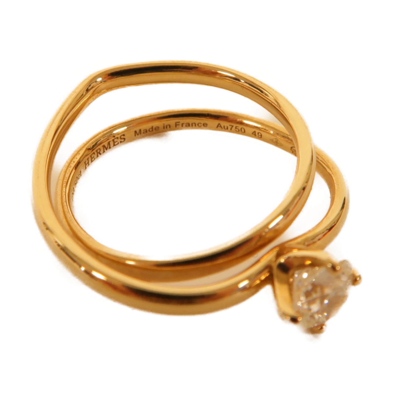 HERMES 18K玫瑰金Diamond Ring 0.5ct鑽石戒指Hermes#49 US#5