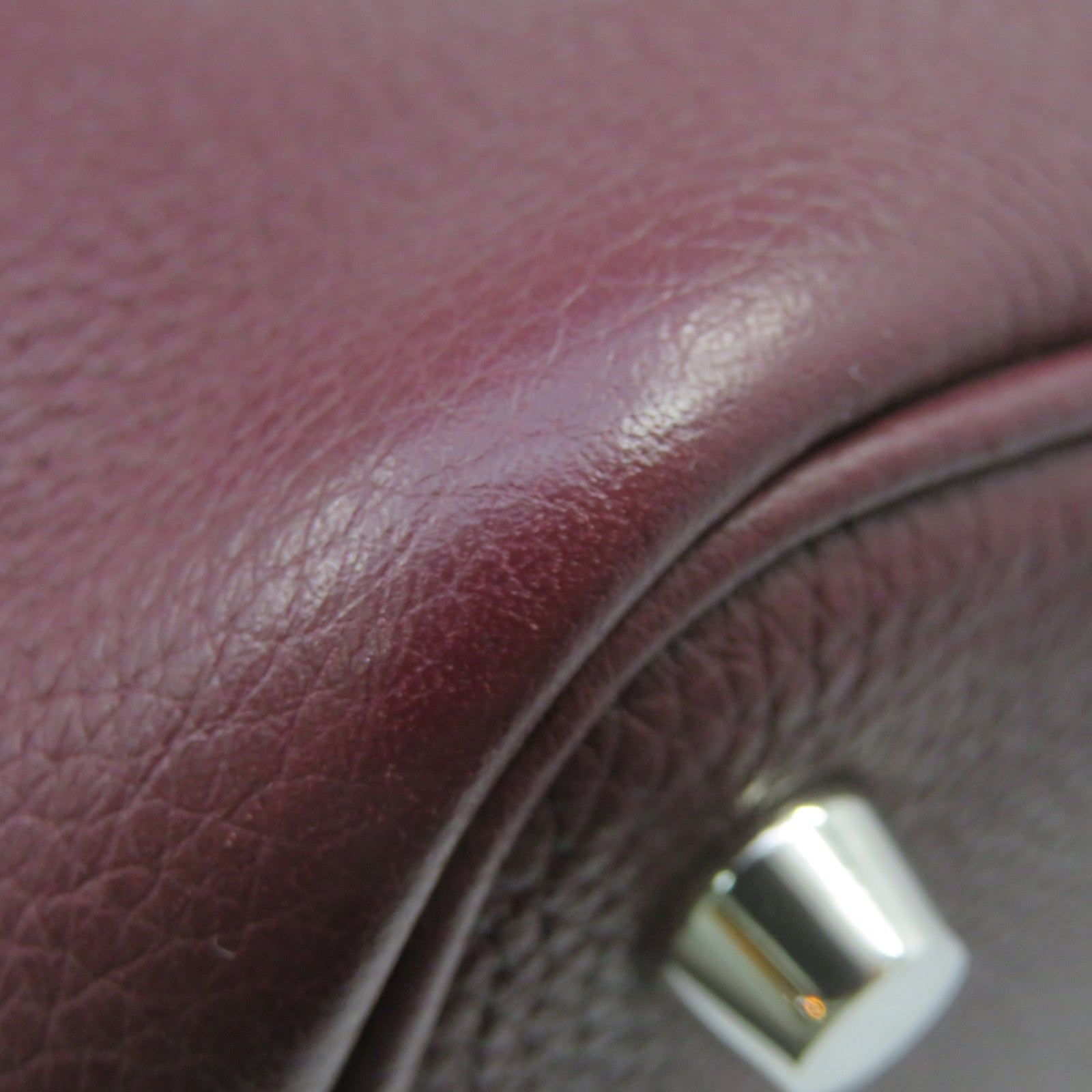 HERMES Clemence皮革Picotin PM银扣手挽袋Rouge H酒红色