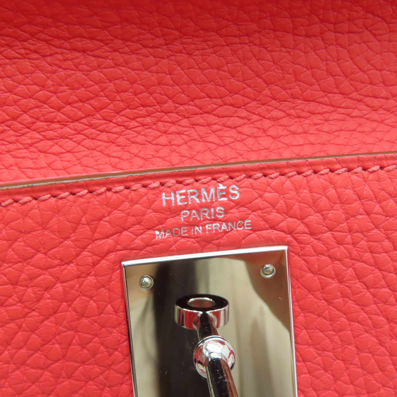 HERMES [Sharp Discount] Clemence Leather Kelly 28 Silver Buckle Hand Bag Pink/Rose Jaipur