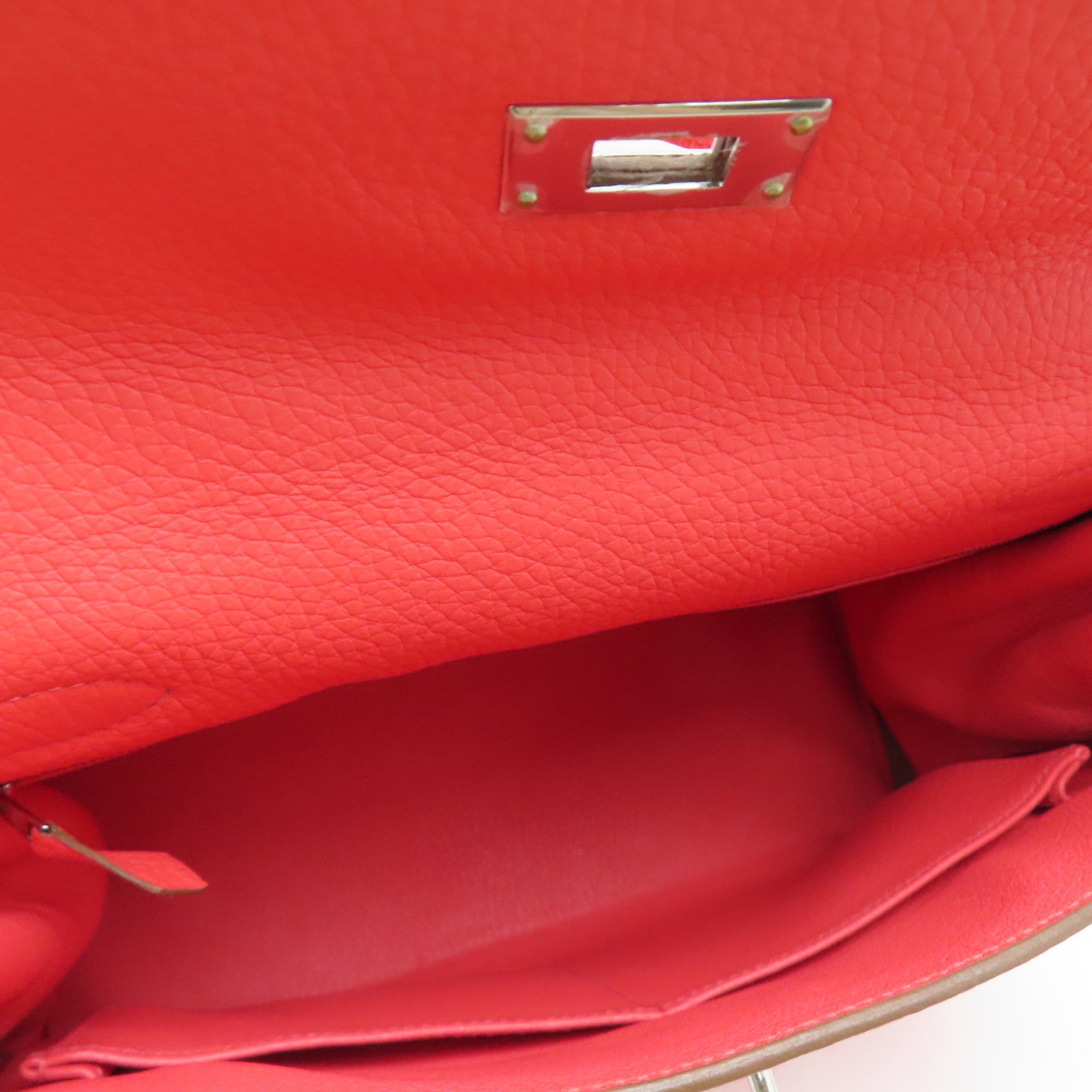 HERMES [Sharp Discount] Clemence Leather Kelly 28 Silver Buckle Hand Bag Pink/Rose Jaipur