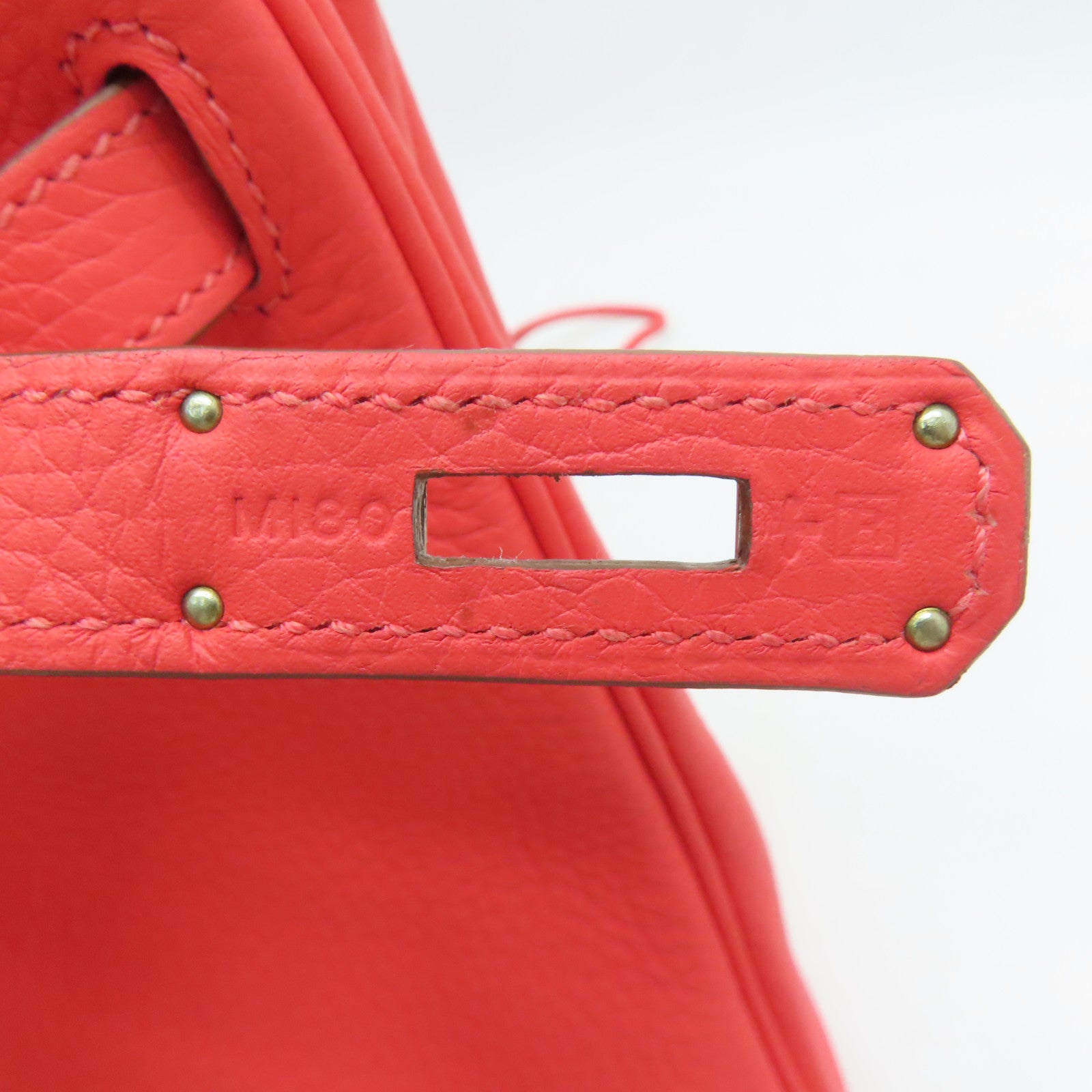 HERMES [Sharp Discount] Clemence Leather Kelly 28 Silver Buckle Hand Bag Pink/Rose Jaipur