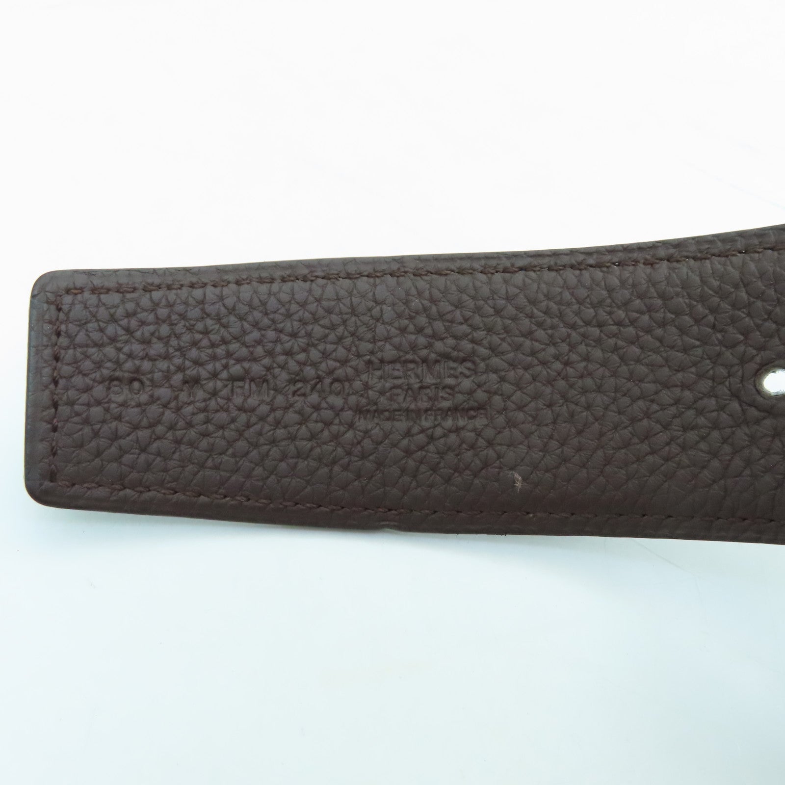 HERMES Swift Leather Belt 80cm Silver Buckle Black/Brown