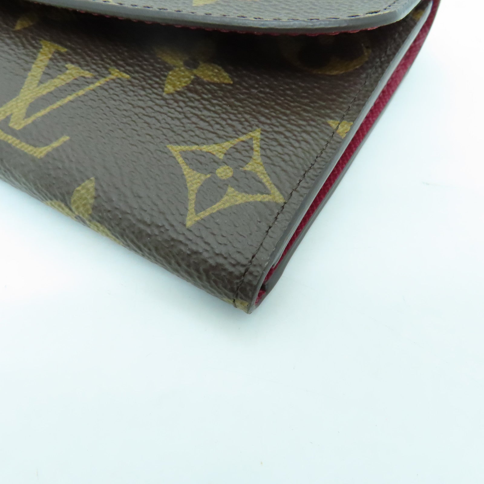 LOUIS VUITTON Monogram Emilie Wallet金扣長錢包棕色/酒紅色