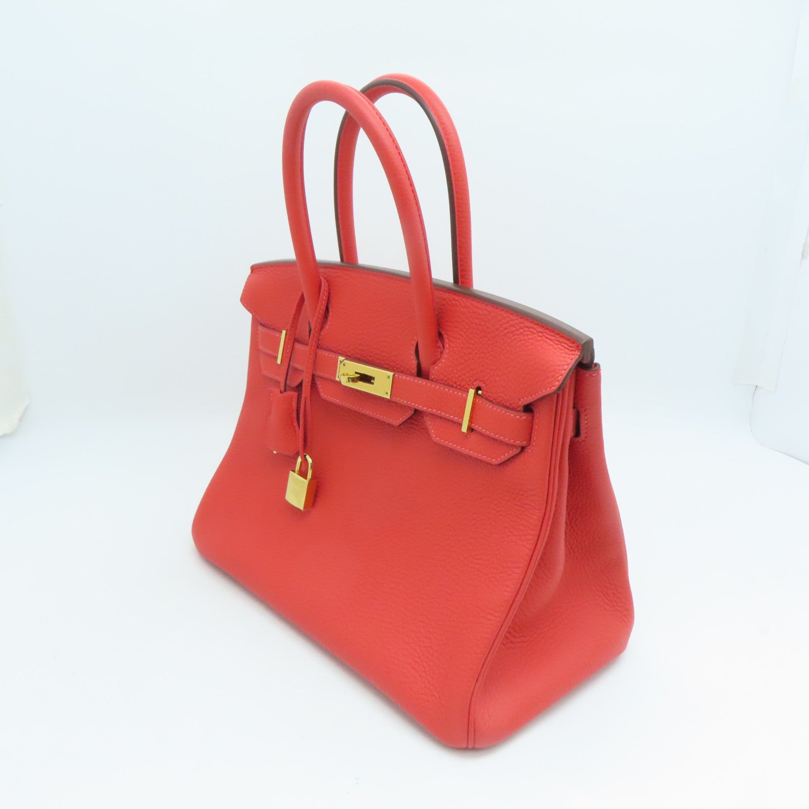 HERMES Togo皮革Birkin 30金扣手挽袋蜜桃红