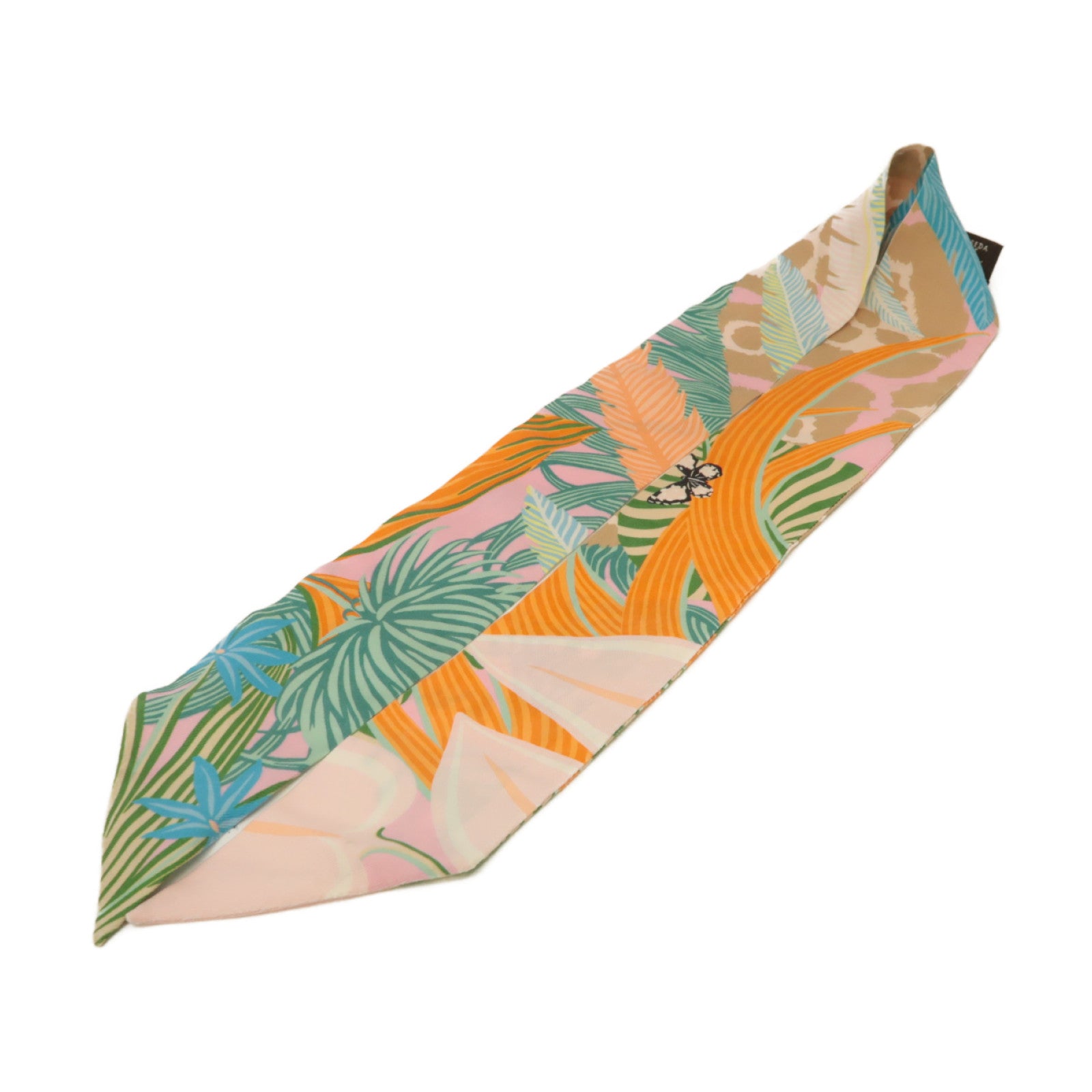 HERMES 絲質Twilly絲巾橙色/彩色