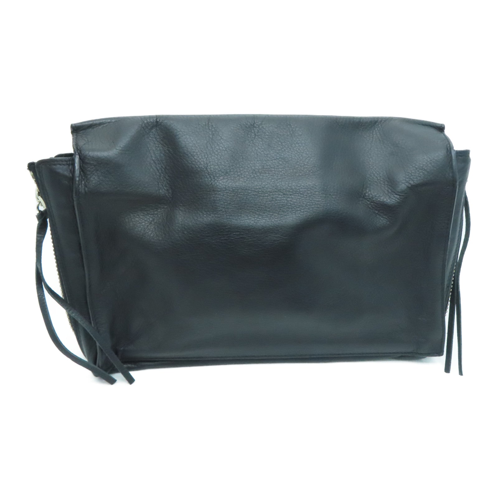 BALENCIAGA 羊皮皮革Clutch Bag银扣手拿包黑色