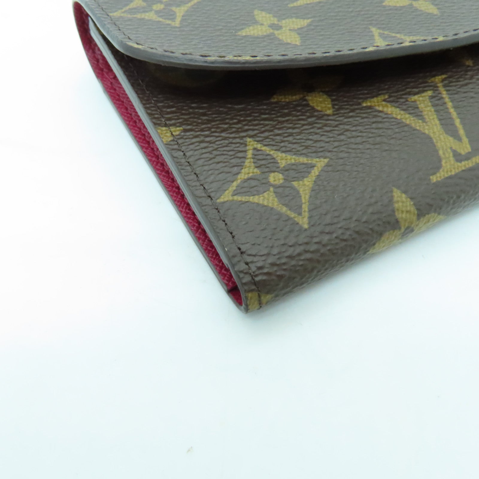 LOUIS VUITTON Monogram Emilie Wallet金扣長錢包棕色/酒紅色