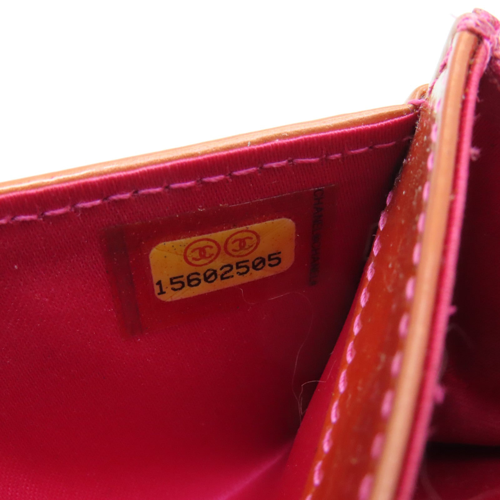CHANEL 漆皮皮革Card Case銀扣卡片套橙色