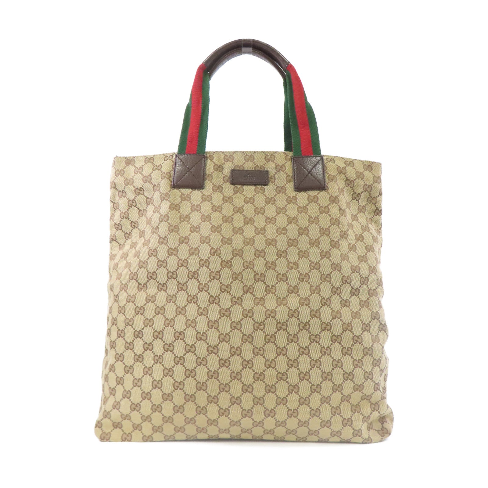 GUCCI 帆布Tote Bag銀扣手挽袋啡色