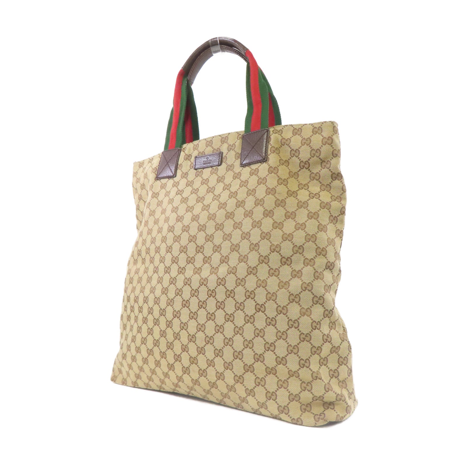 GUCCI 帆布Tote Bag銀扣手挽袋啡色