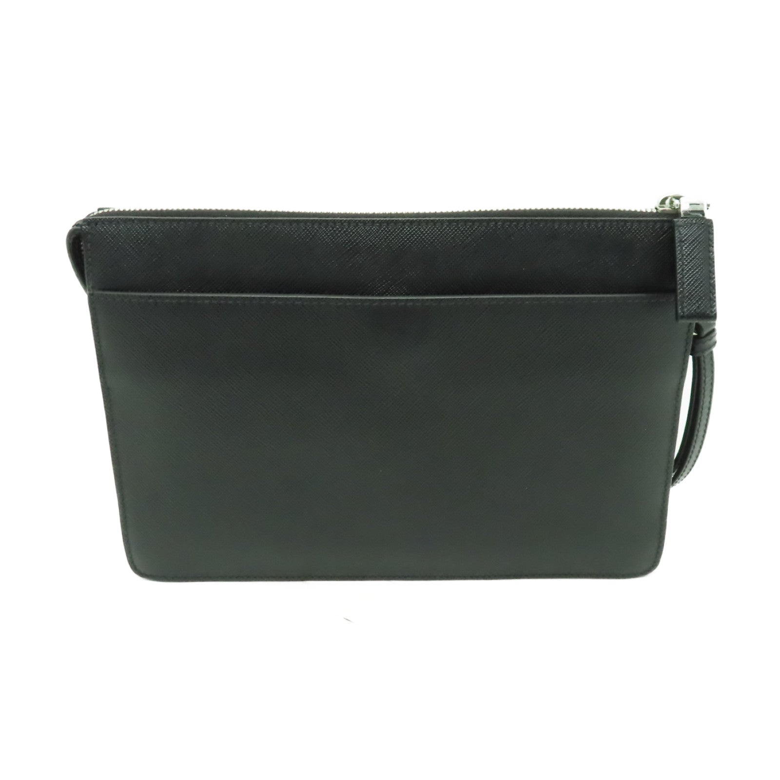 PRADA 牛皮皮革Clutch Bag銀扣手拿包黑色