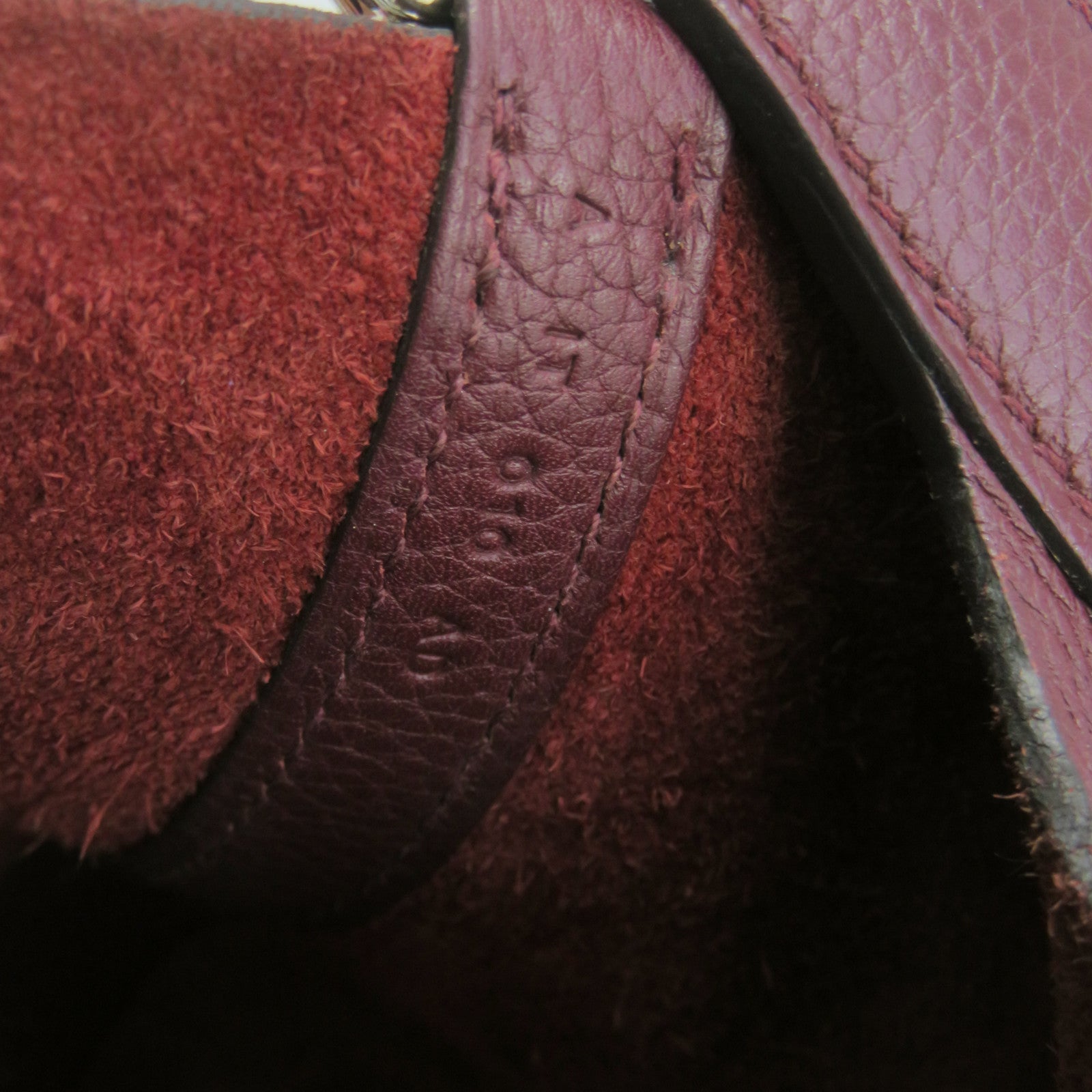 HERMES Clemence皮革Picotin PM银扣手挽袋Rouge H酒红色