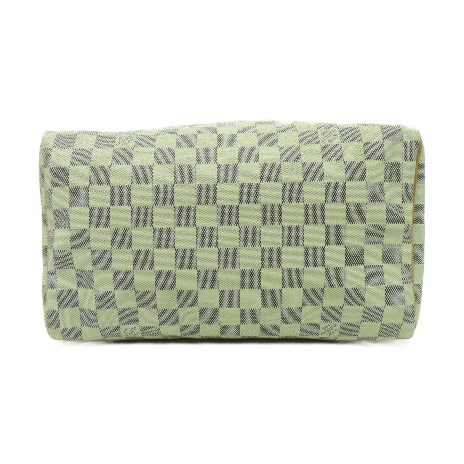 LOUIS VUITTON Damier Azur Speedy 25金扣手挽袋白色