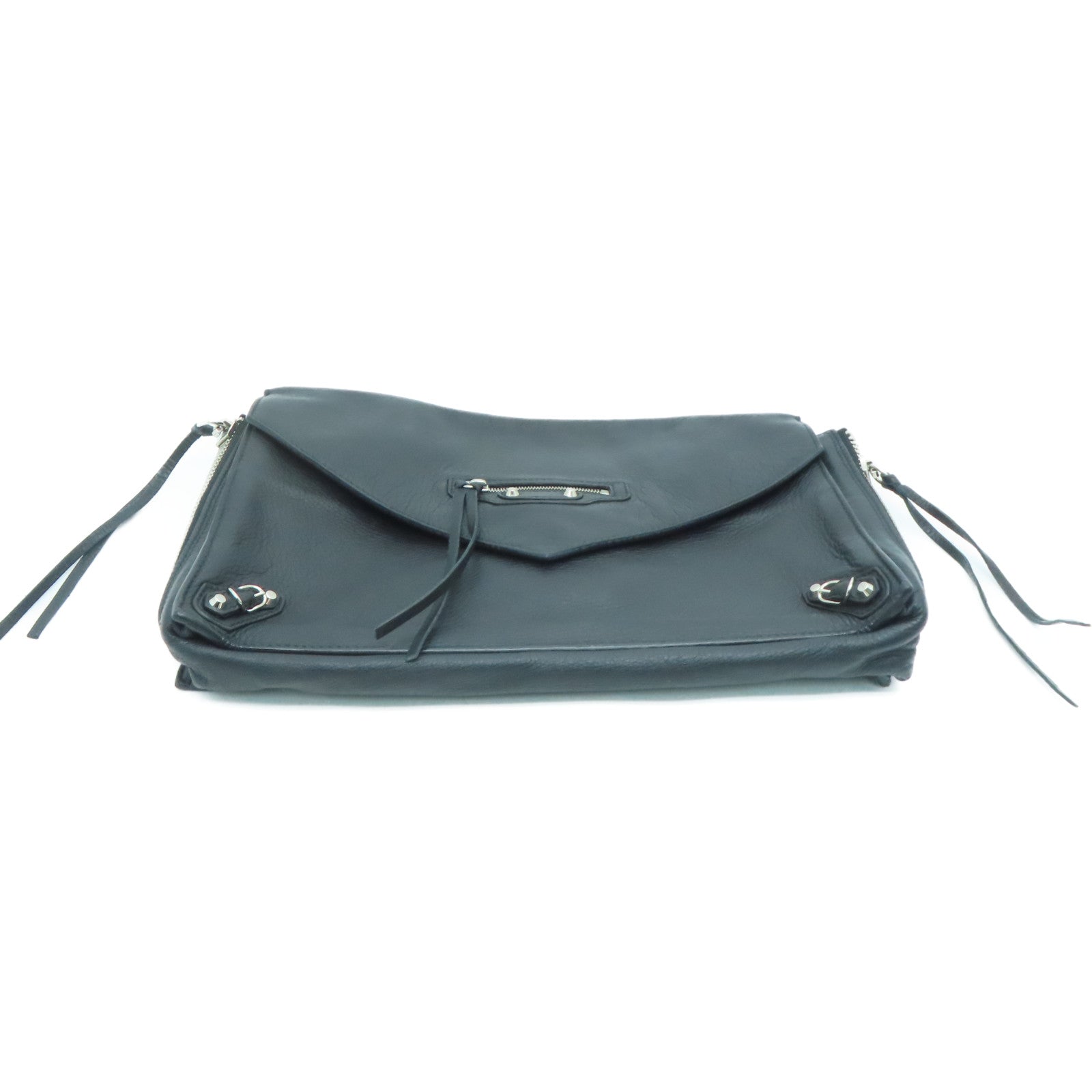 BALENCIAGA 羊皮皮革Clutch Bag银扣手拿包黑色