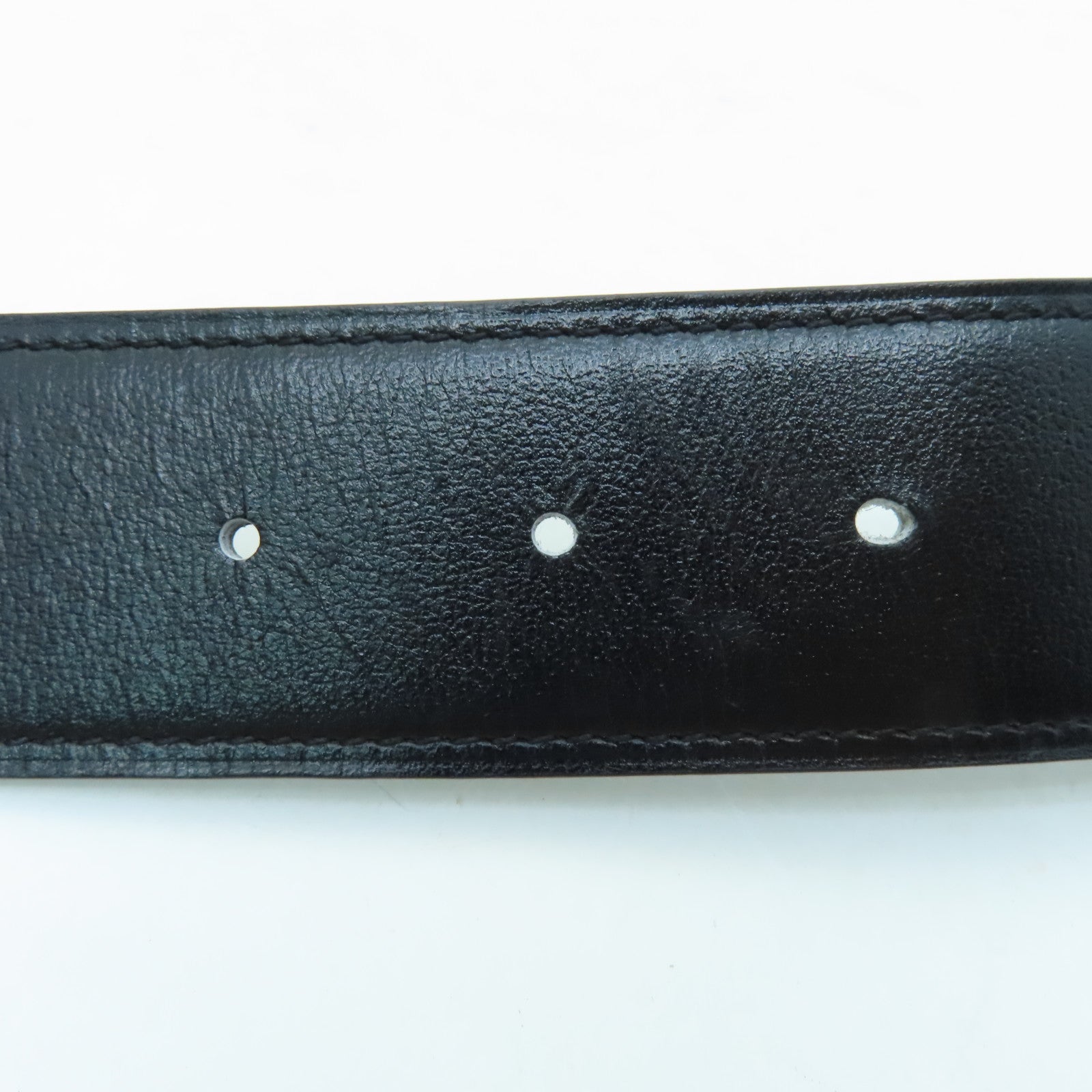HERMES Swift Leather Belt 80cm Silver Buckle Black/Brown