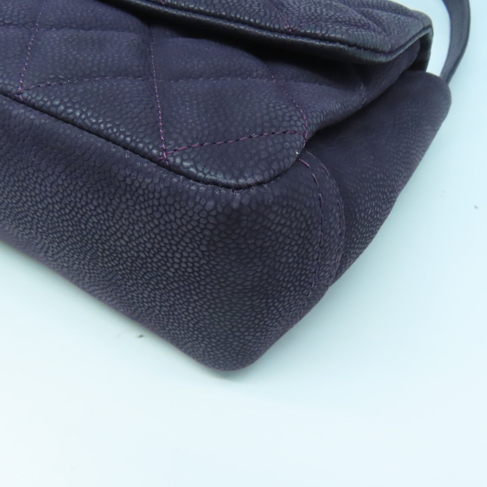 CHANEL 【激減優惠】菱格牛皮皮革Chain Shoulder銀扣手挽肩背兩用袋紫色