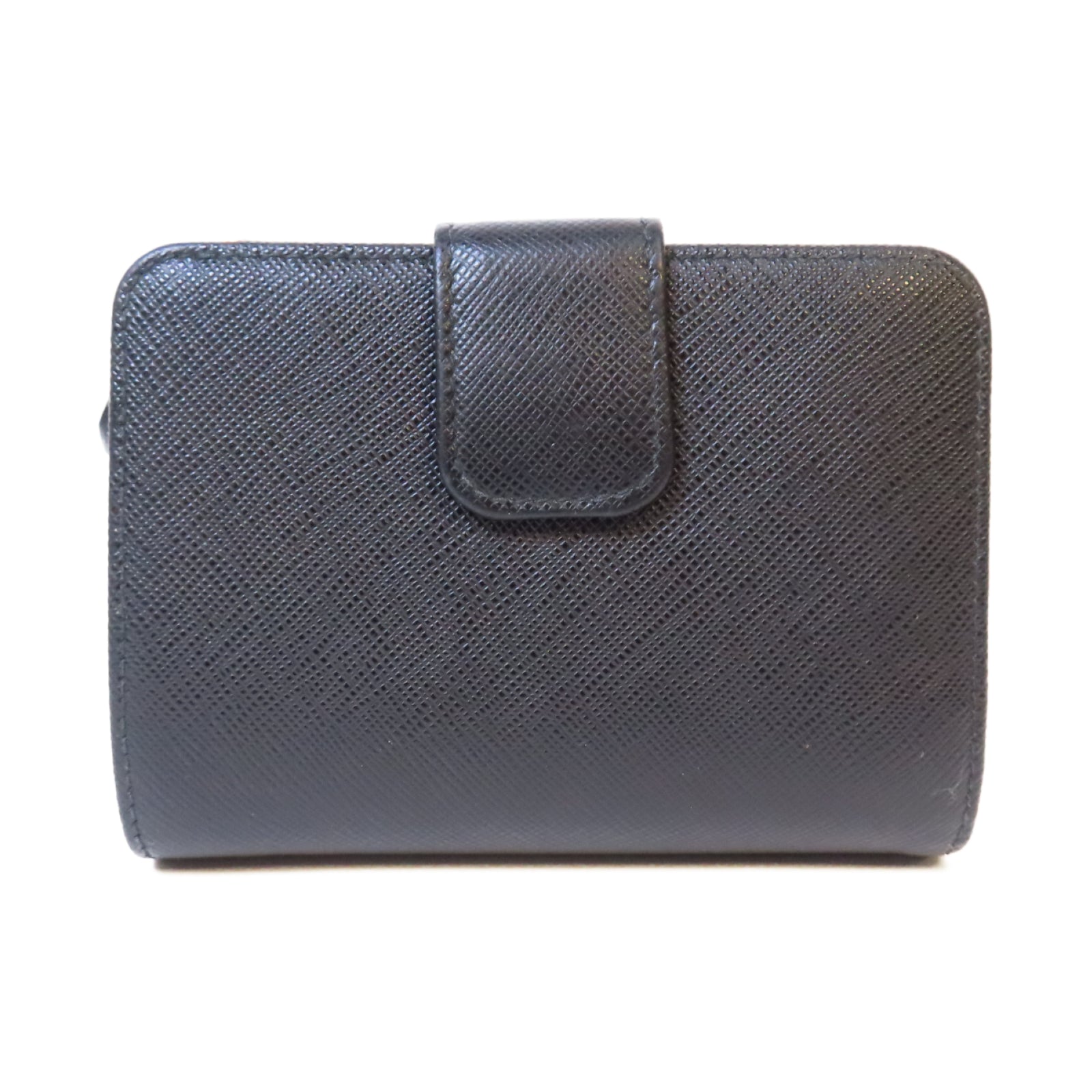 PRADA Saffiano皮革Wallet金扣錢包黑色