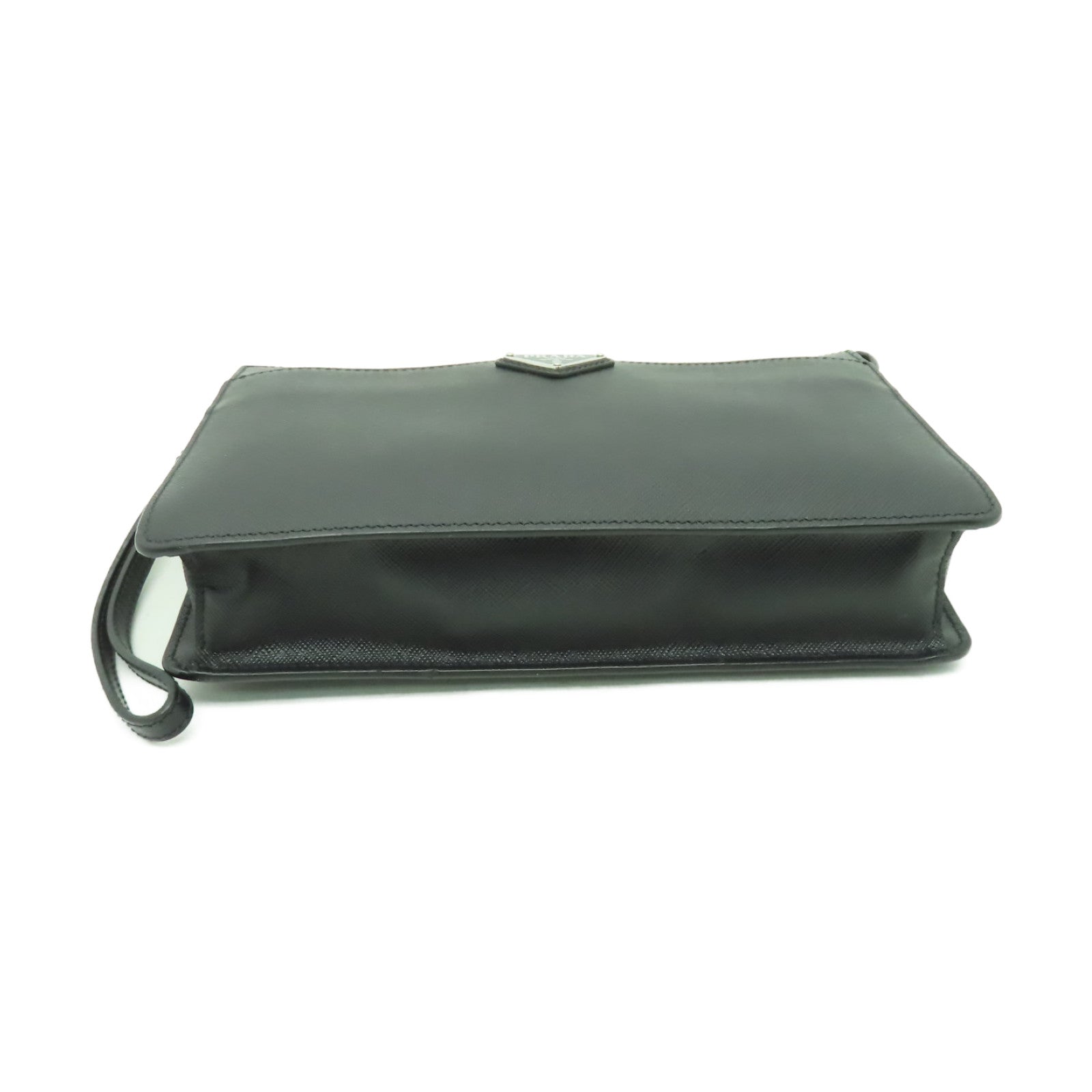 PRADA 牛皮皮革Clutch Bag銀扣手拿包黑色