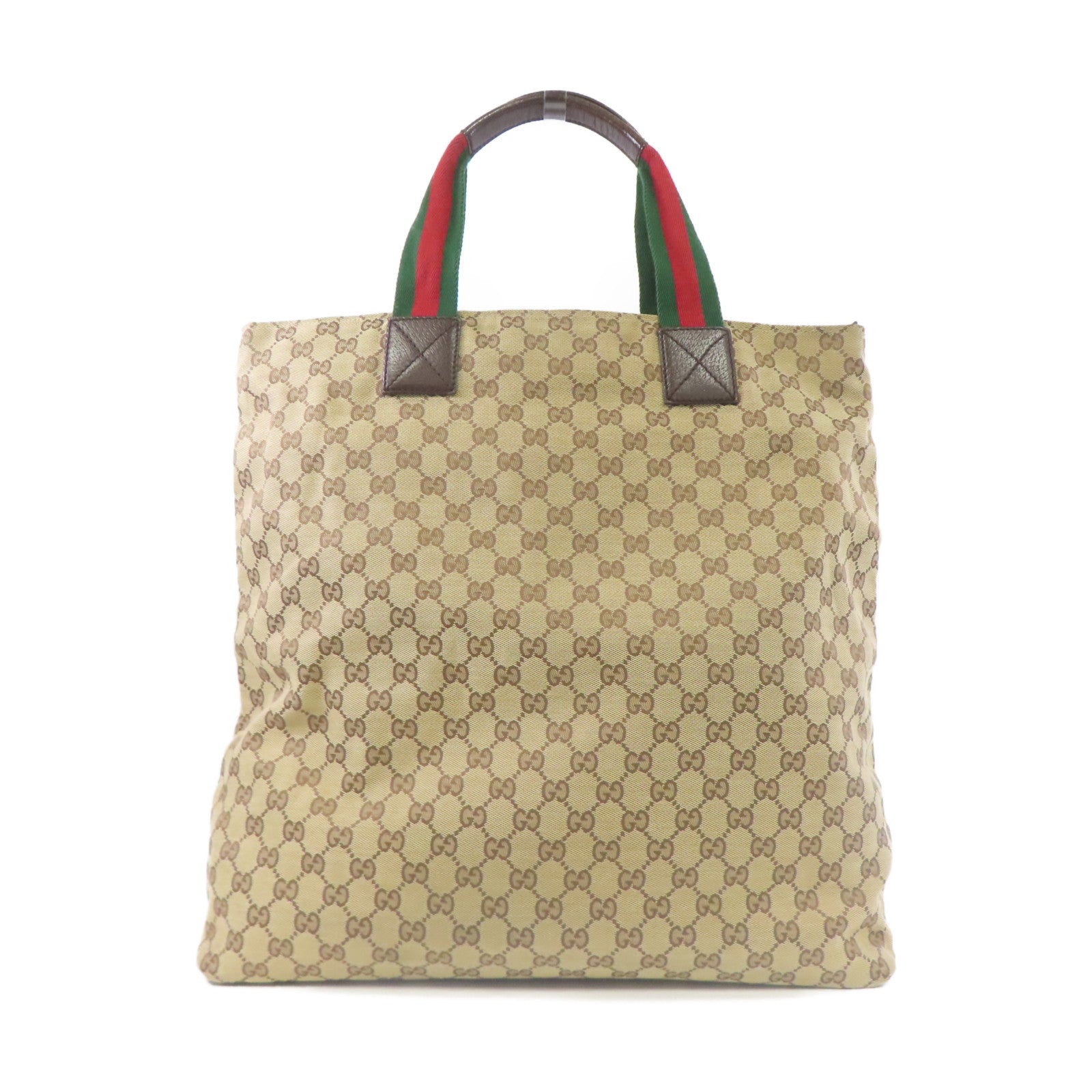 GUCCI 帆布Tote Bag銀扣手挽袋啡色