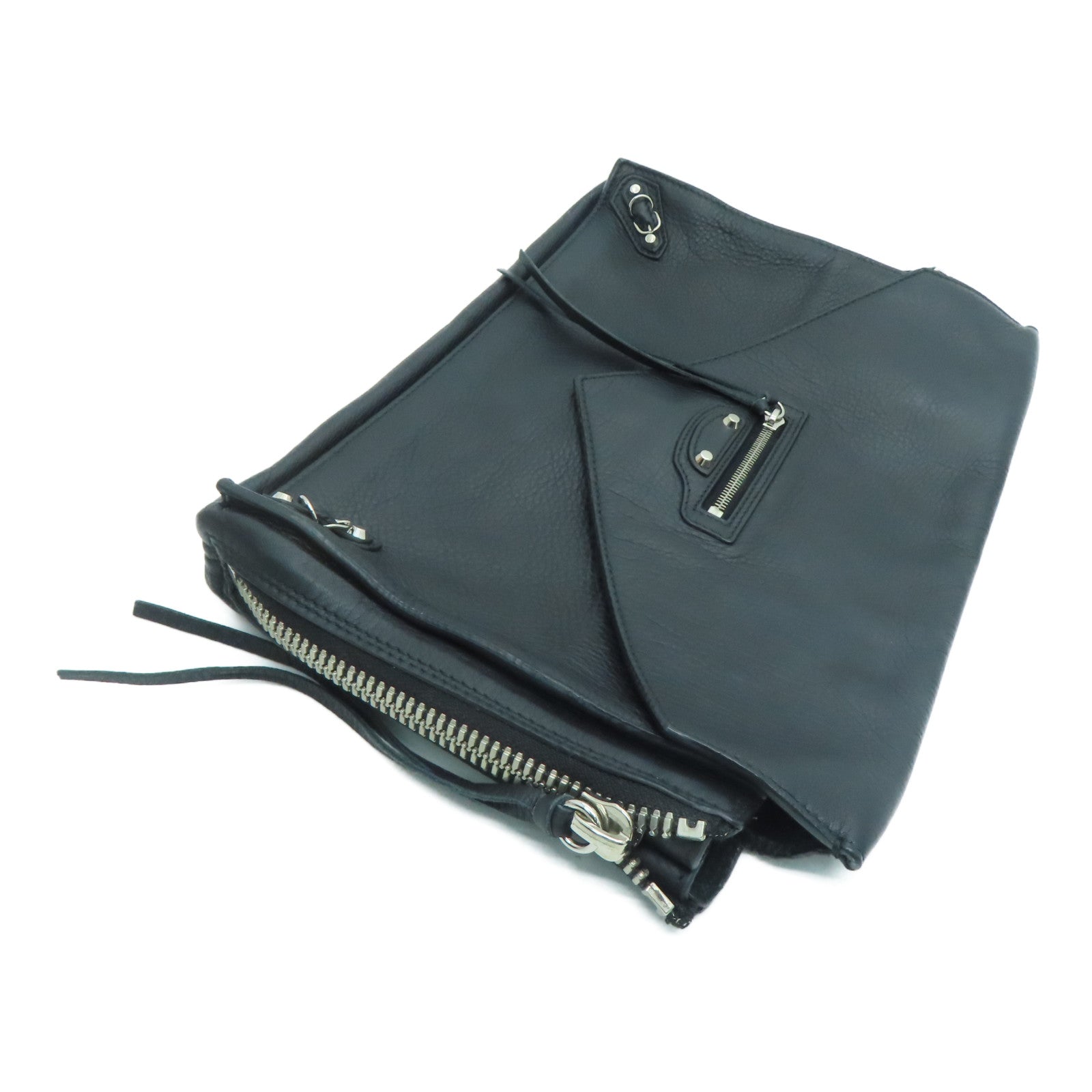 BALENCIAGA 羊皮皮革Clutch Bag银扣手拿包黑色