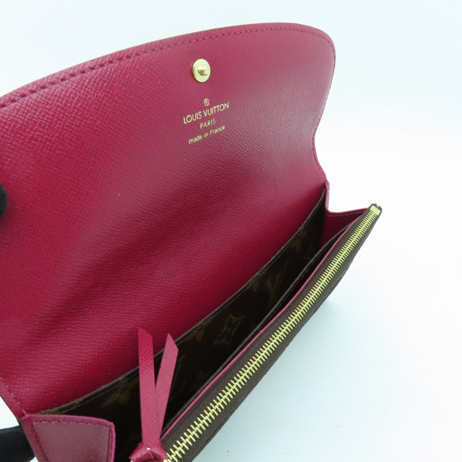 LOUIS VUITTON Monogram Emilie Wallet金扣長錢包棕色/酒紅色