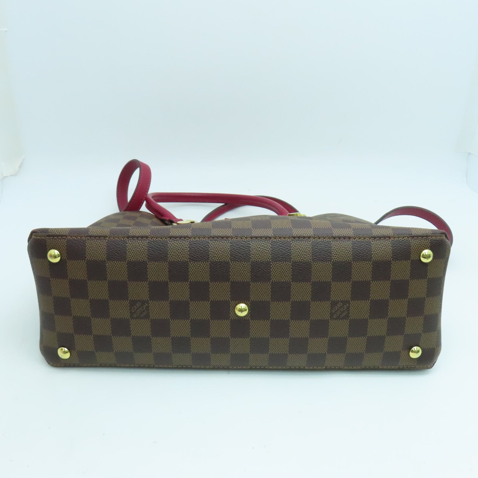 LOUIS VUITTON Damier Riverside金扣手挽肩背两用袋啡色/酒红色