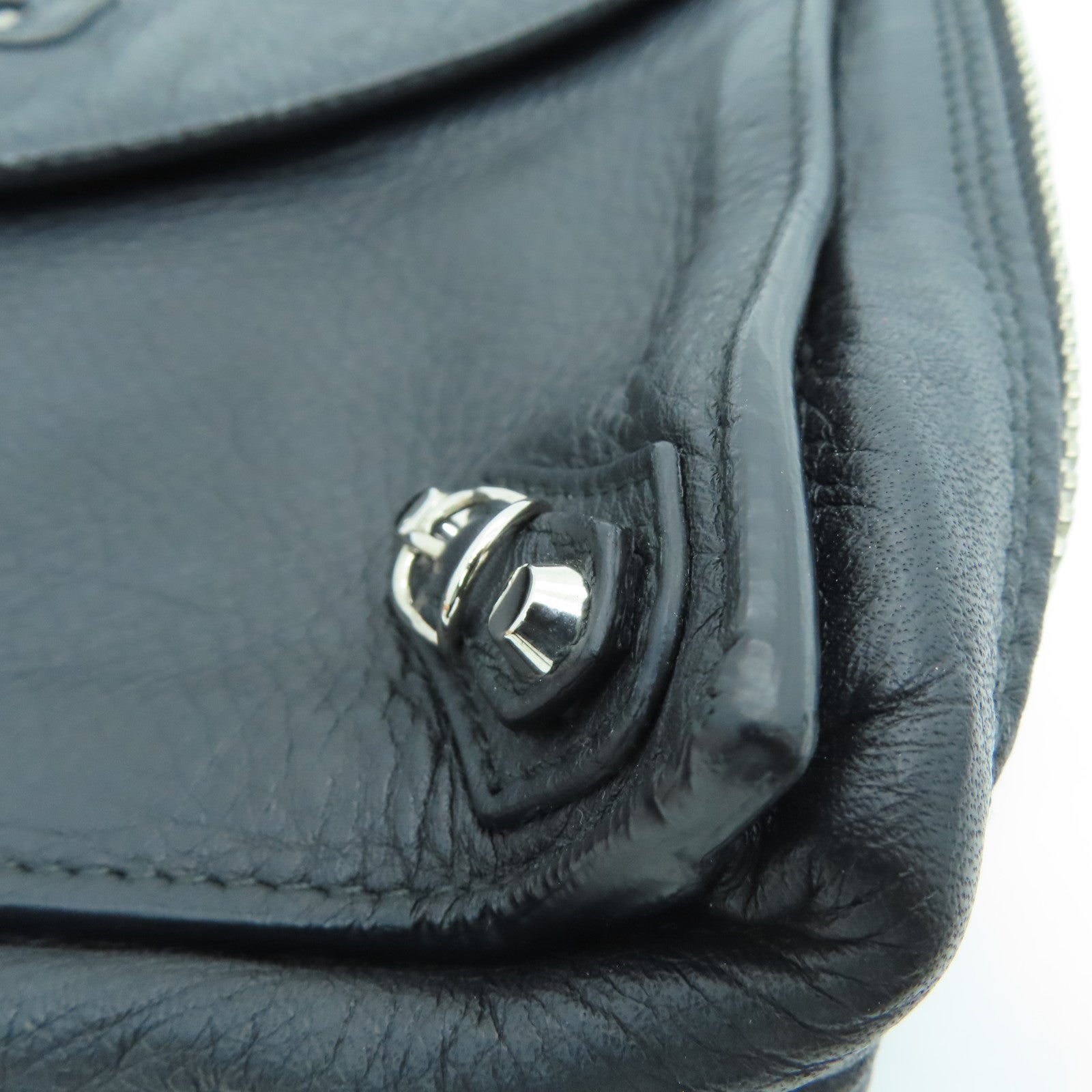 BALENCIAGA 羊皮皮革Clutch Bag银扣手拿包黑色