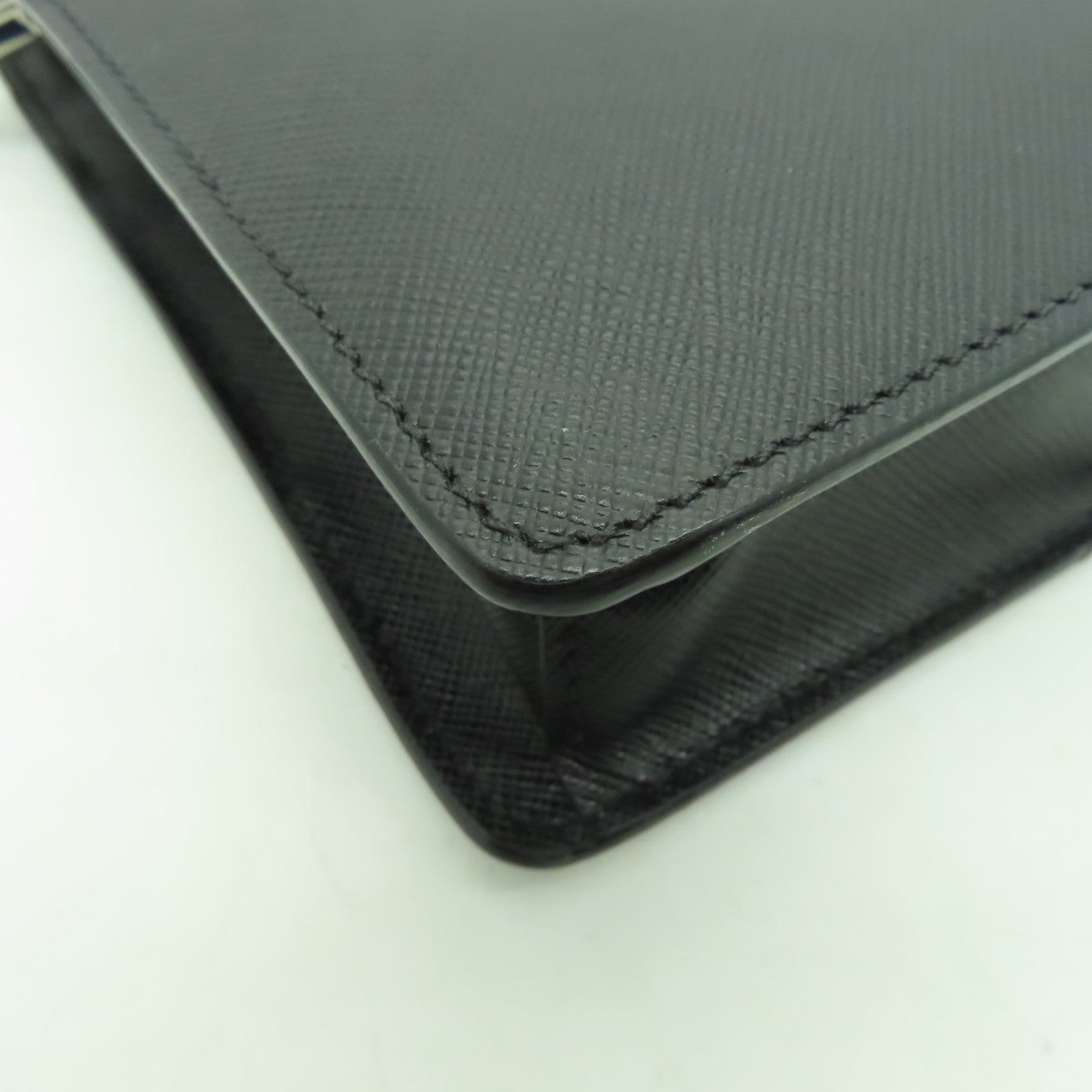 PRADA 牛皮皮革Clutch Bag銀扣手拿包黑色