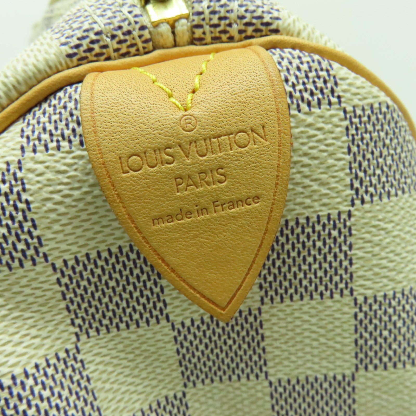 LOUIS VUITTON Damier Azur Speedy 25金扣手挽袋白色