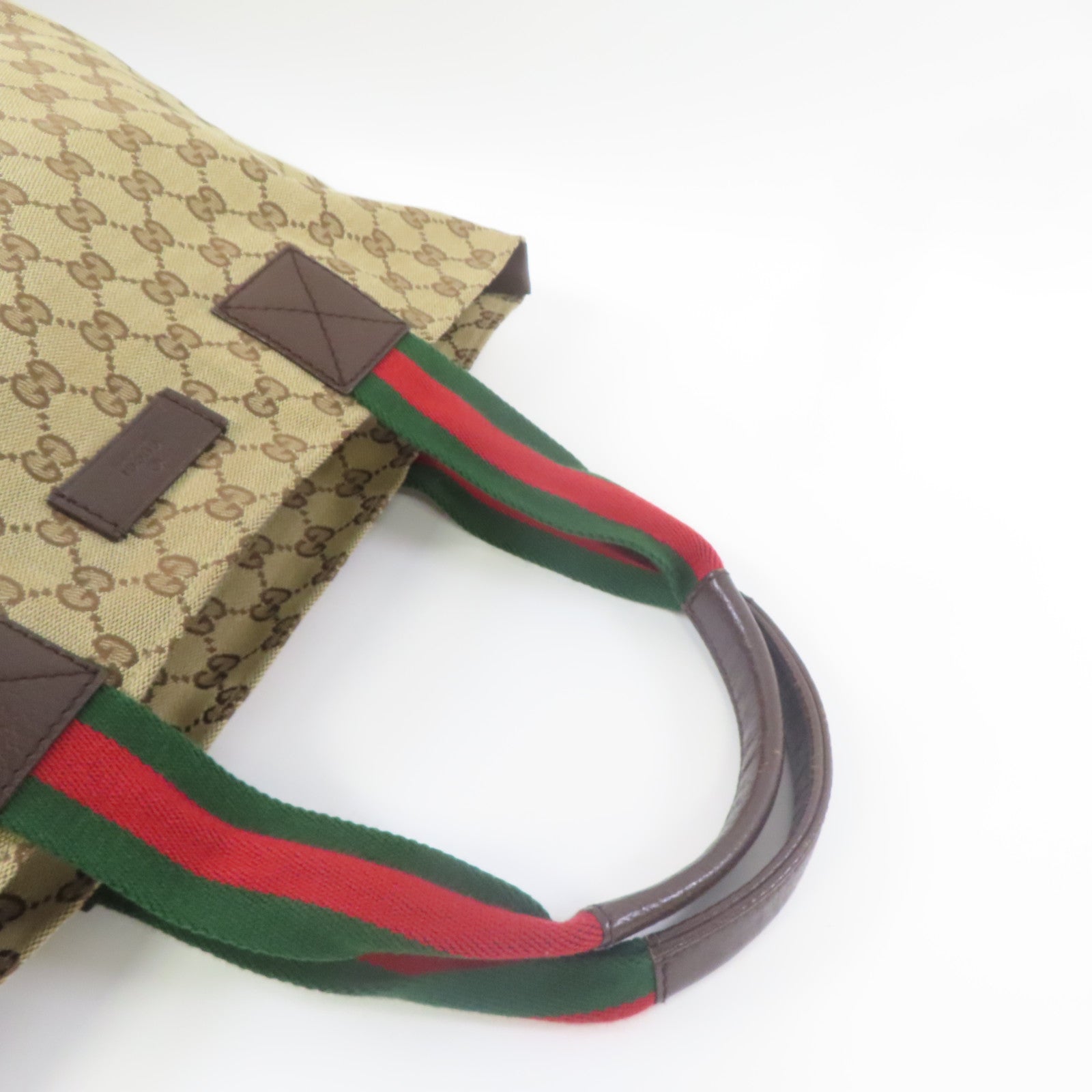 GUCCI 帆布Tote Bag銀扣手挽袋啡色